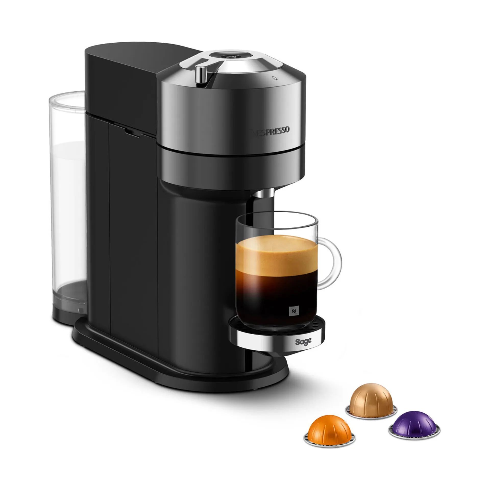 Sage Nespresso kapselmaskiner Vertuo Next+ Vertuo Next Deluxe Kapsel Kaffemaskine i Dark Crome, 4