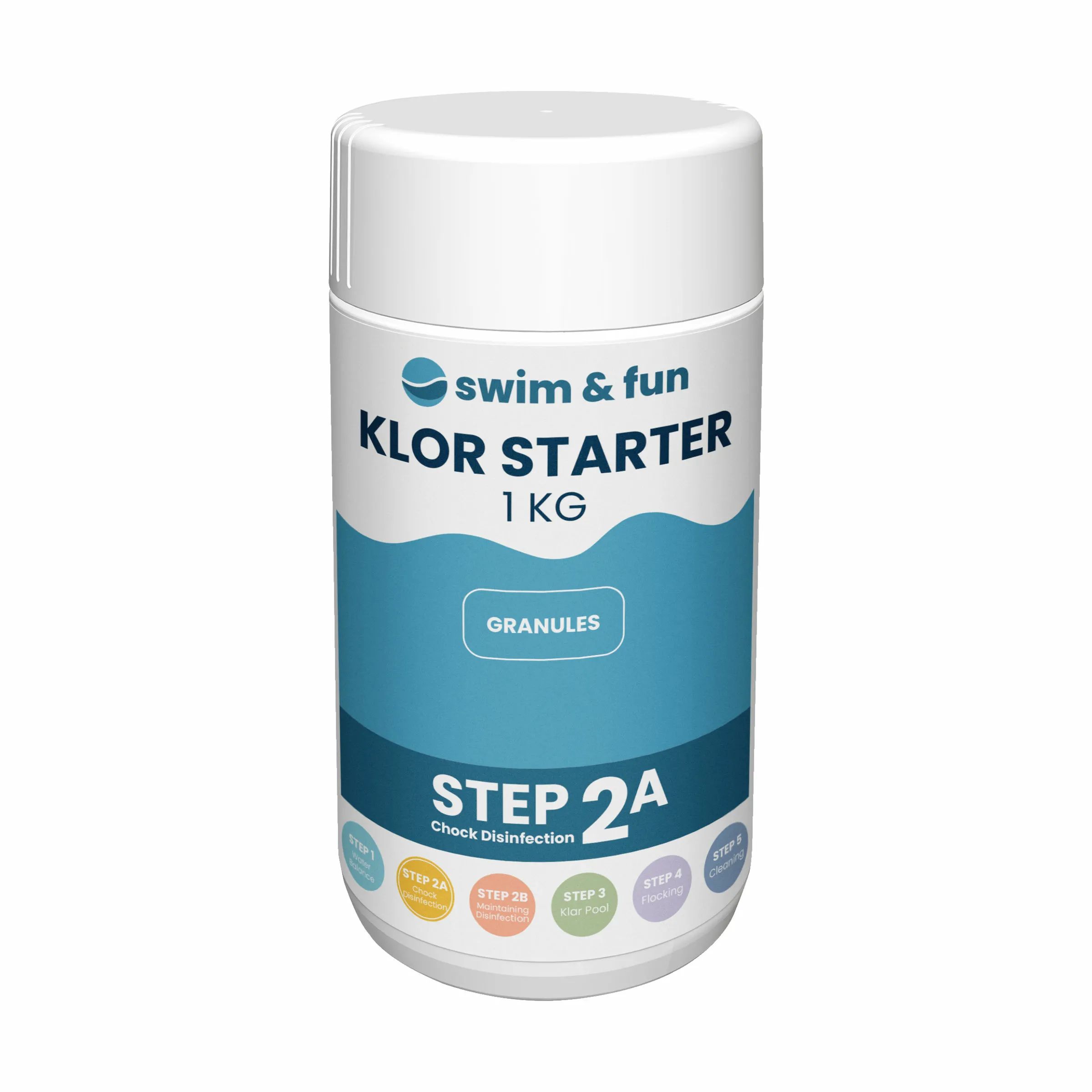 Swim & Fun Poolrengøring Starter Vandplejemiddel Klor Starter Granulat i hvid, 1