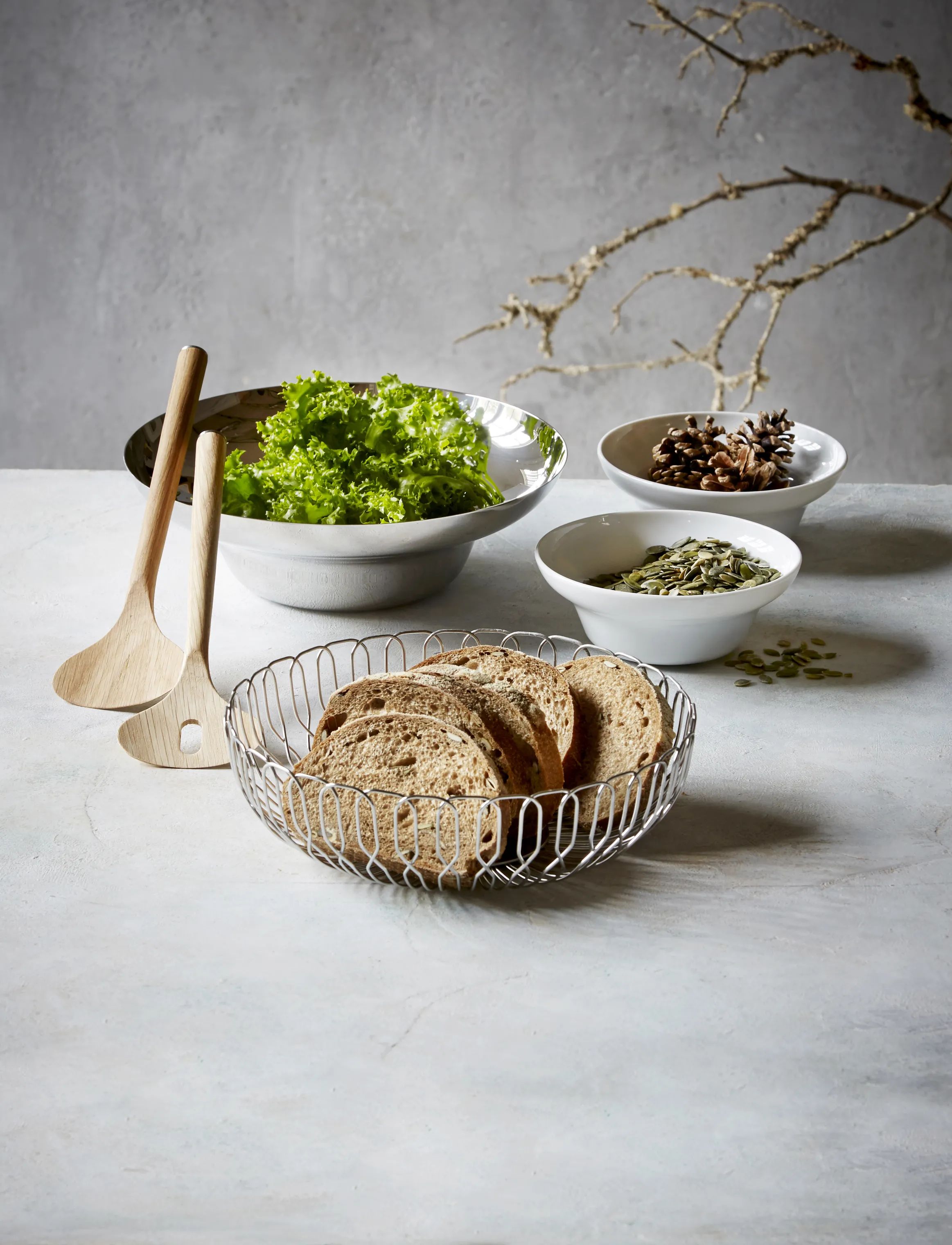 Georg Jensen Salatskåle Alfredo Salatskål i Sølvfarvet, 28 cm, 2