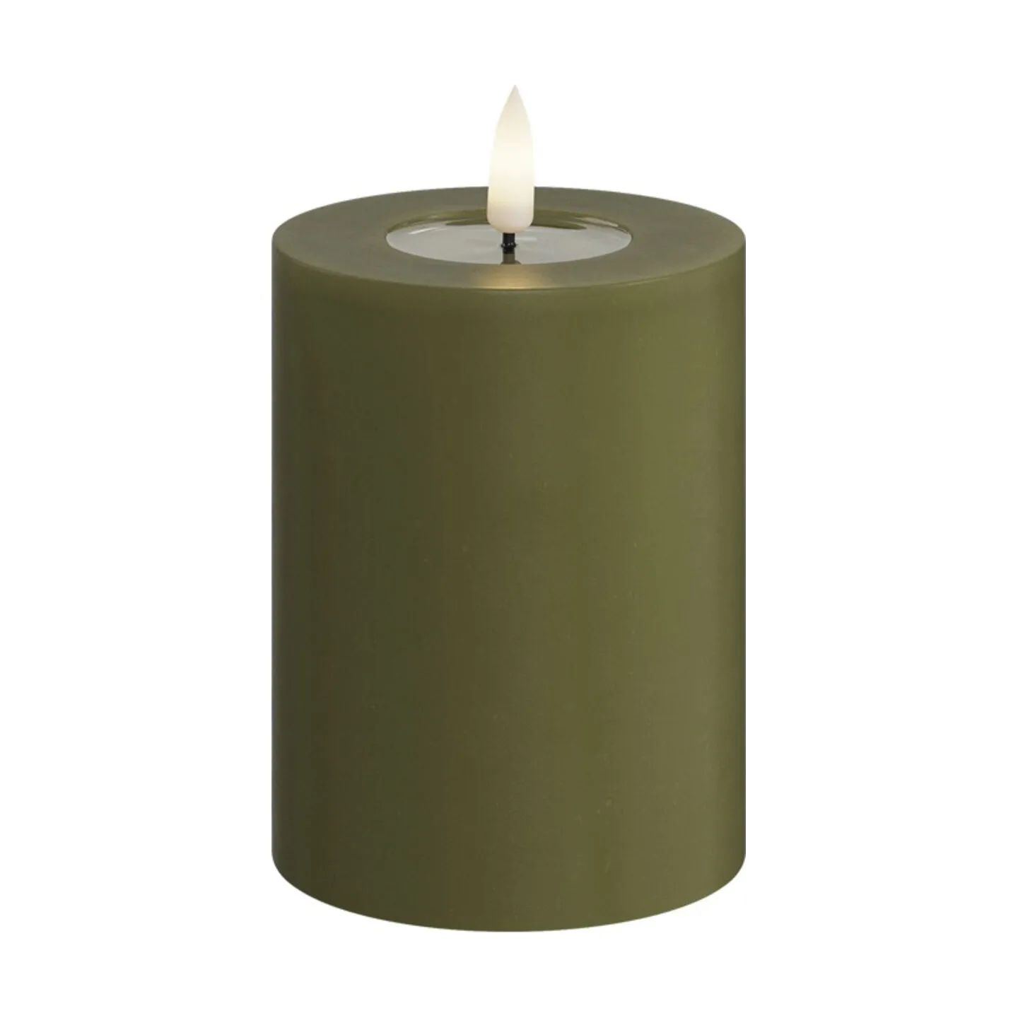 Deluxe Homeart LED-lys Real Flame LED Bloklys i Olivengrøn, 10 cm, 1
