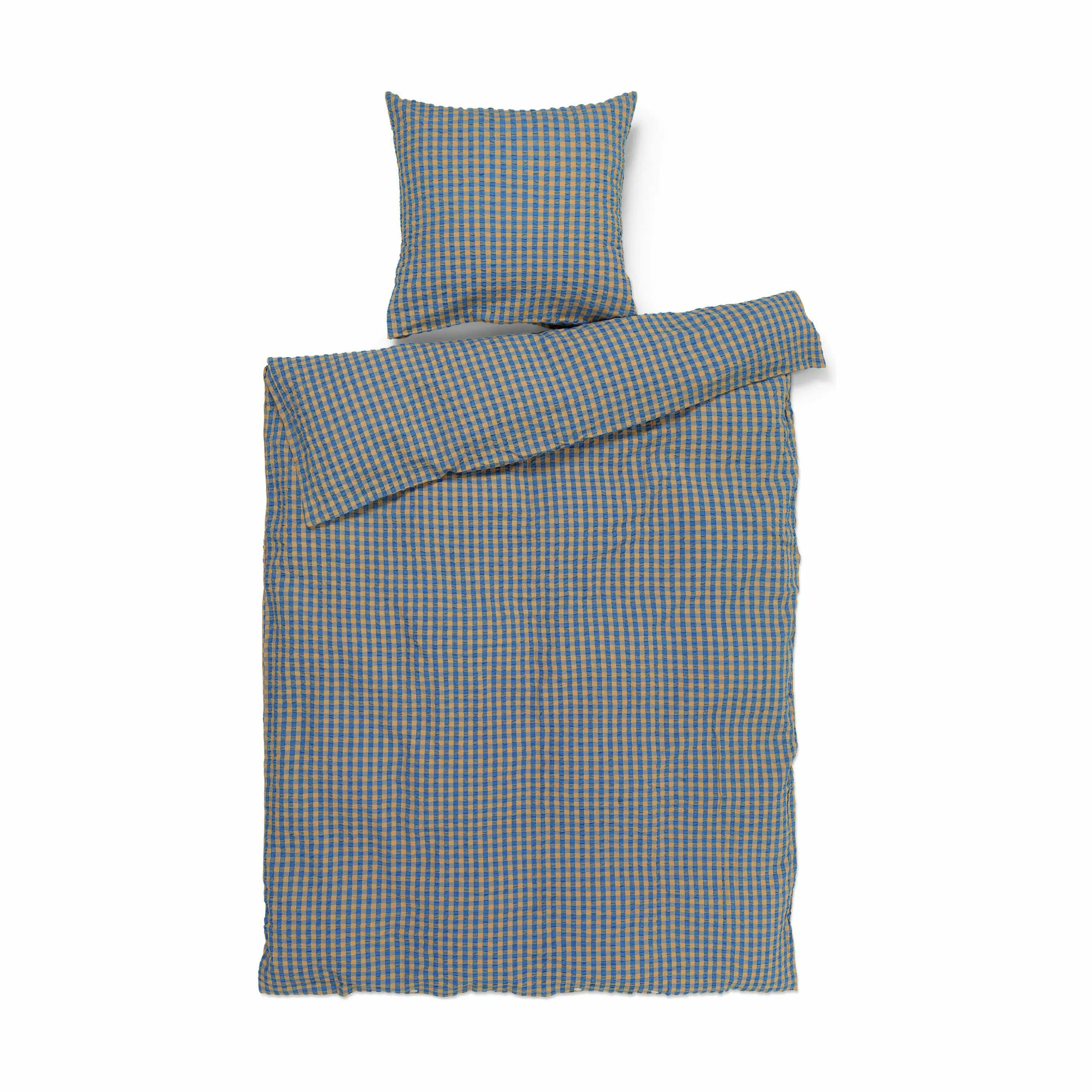 Juna Sengetøj Bæk&Bølge Sengetøj i Blå/Okker, B140 x L200 cm, 1