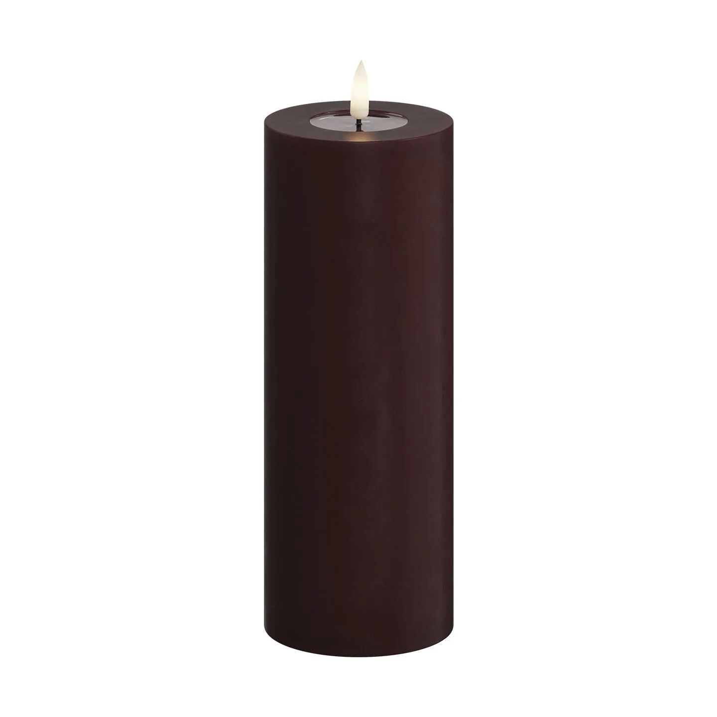 Deluxe Homeart LED-lys Real Flame LED Bloklys i Mørk Bourgogne, 20 cm, 1