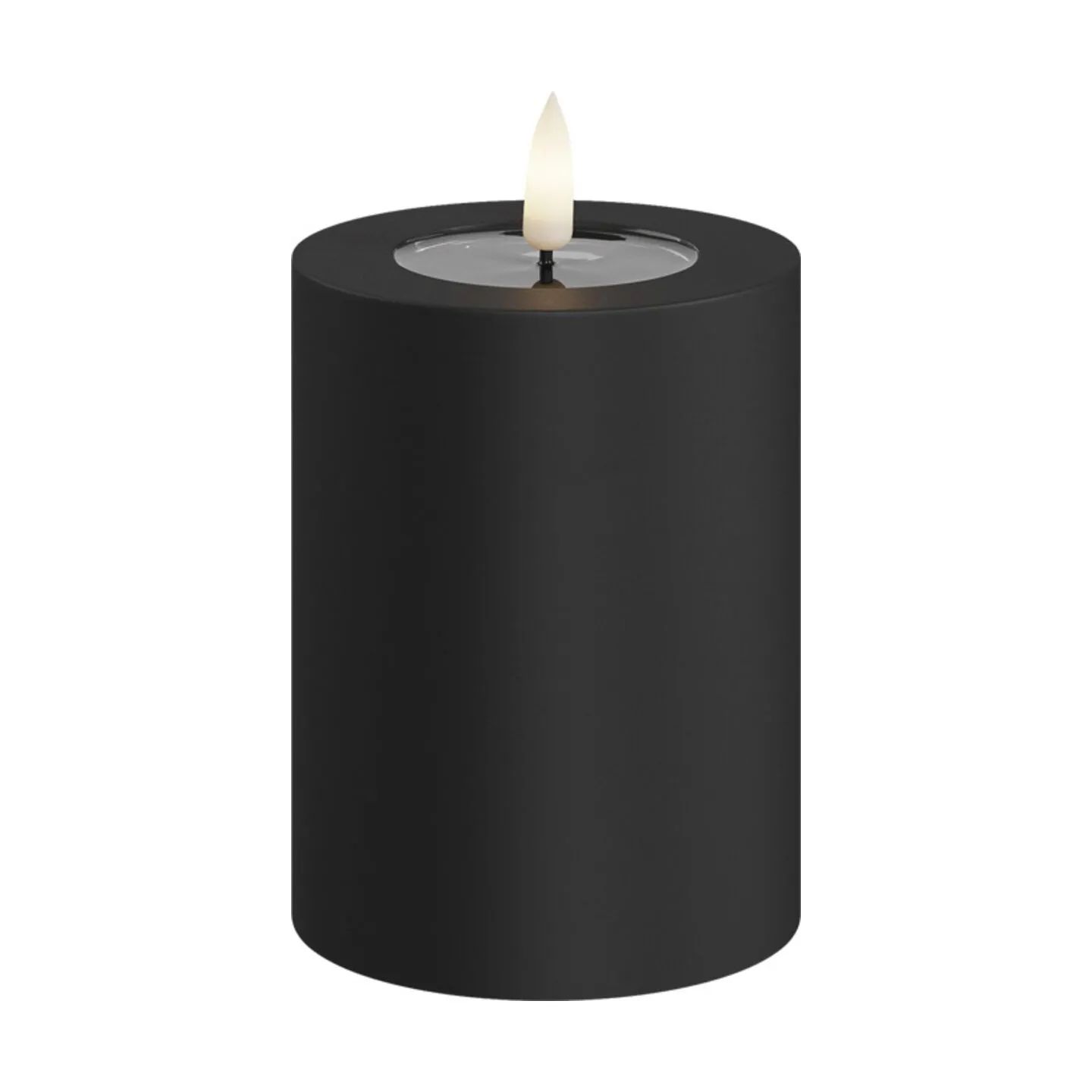 Deluxe Homeart LED-lys Real Flame LED Udendørs Bloklys i Sort, H10 x Ø7,5 cm, 1