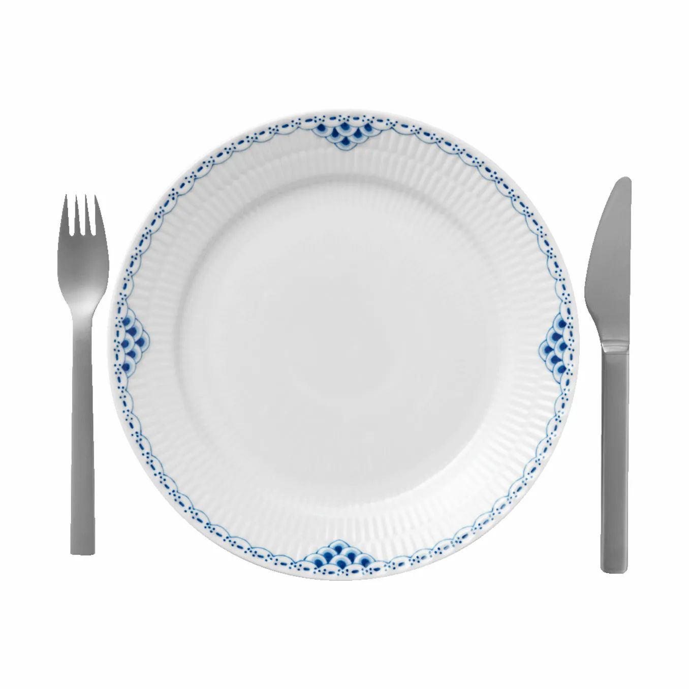 Royal Copenhagen Middagstallerkener Prinsesse Middagstallerken i Koboltblå/hvid, 25 cm, 3