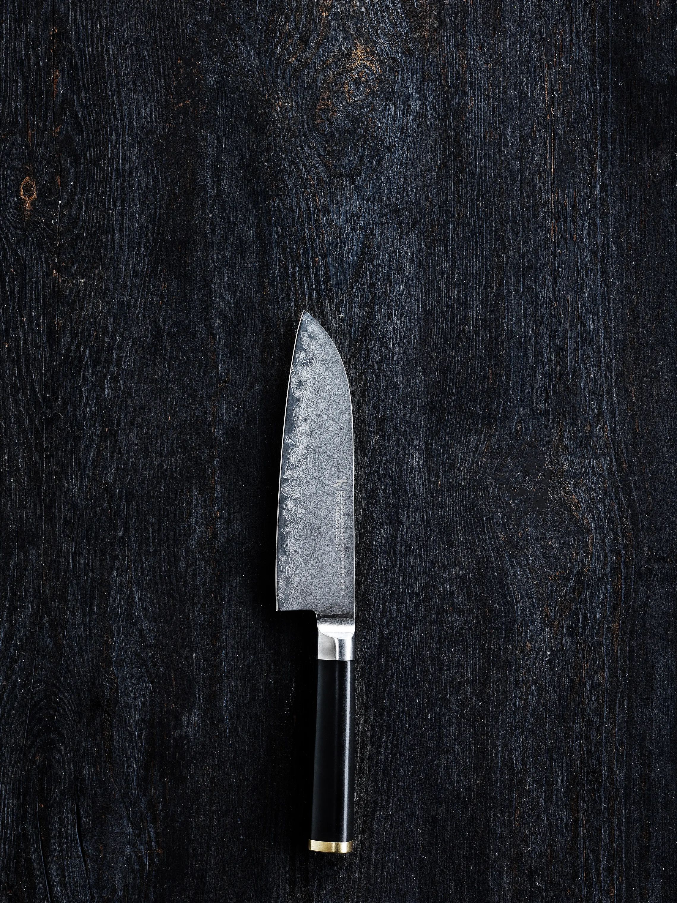 Timm Vladimir Kitchen Santokuknive Damaskus Santokukniv i sort/messing, 2