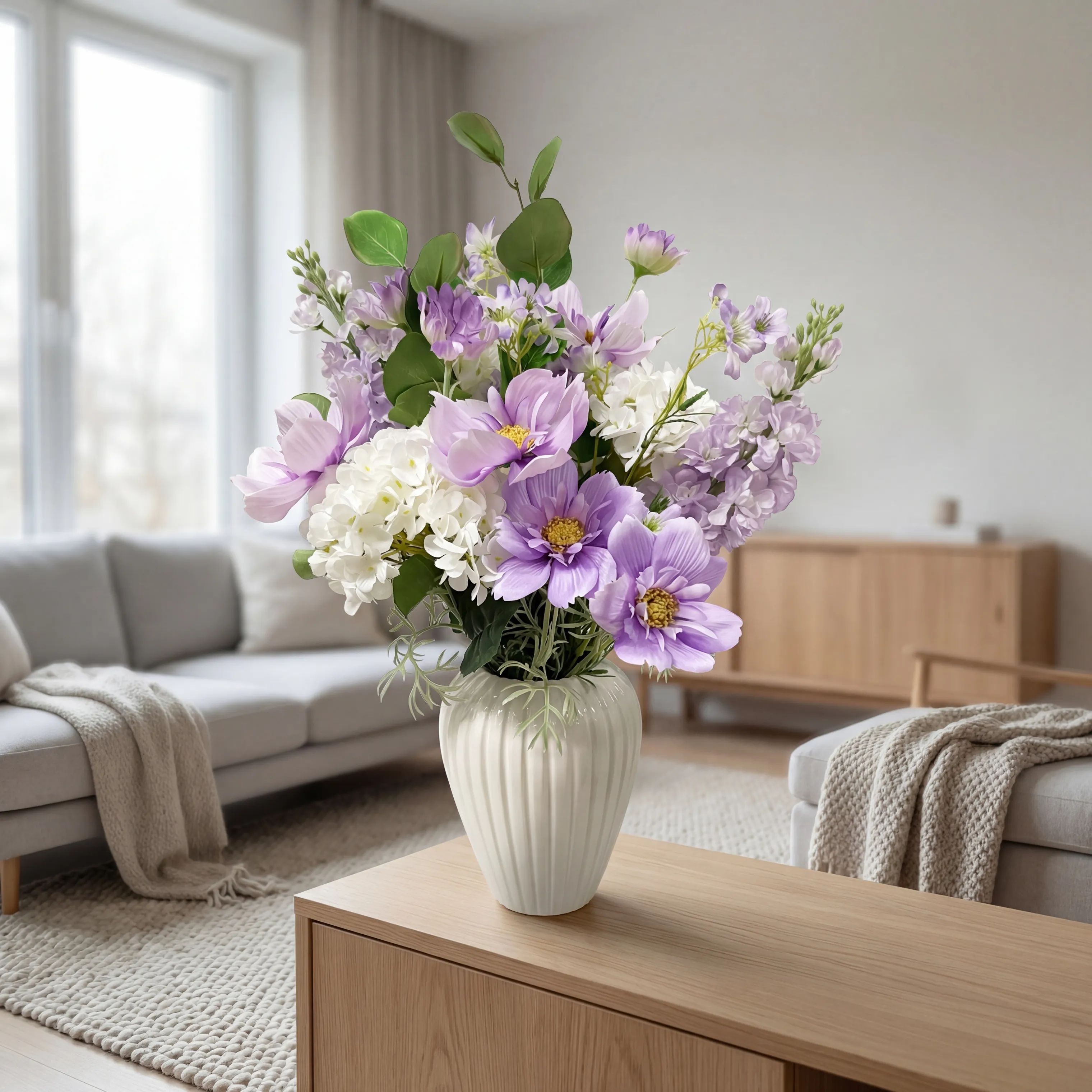 everbloom Kunstige blomster Kunstig Blomsterbuket i Lilla/grøn 2, 5