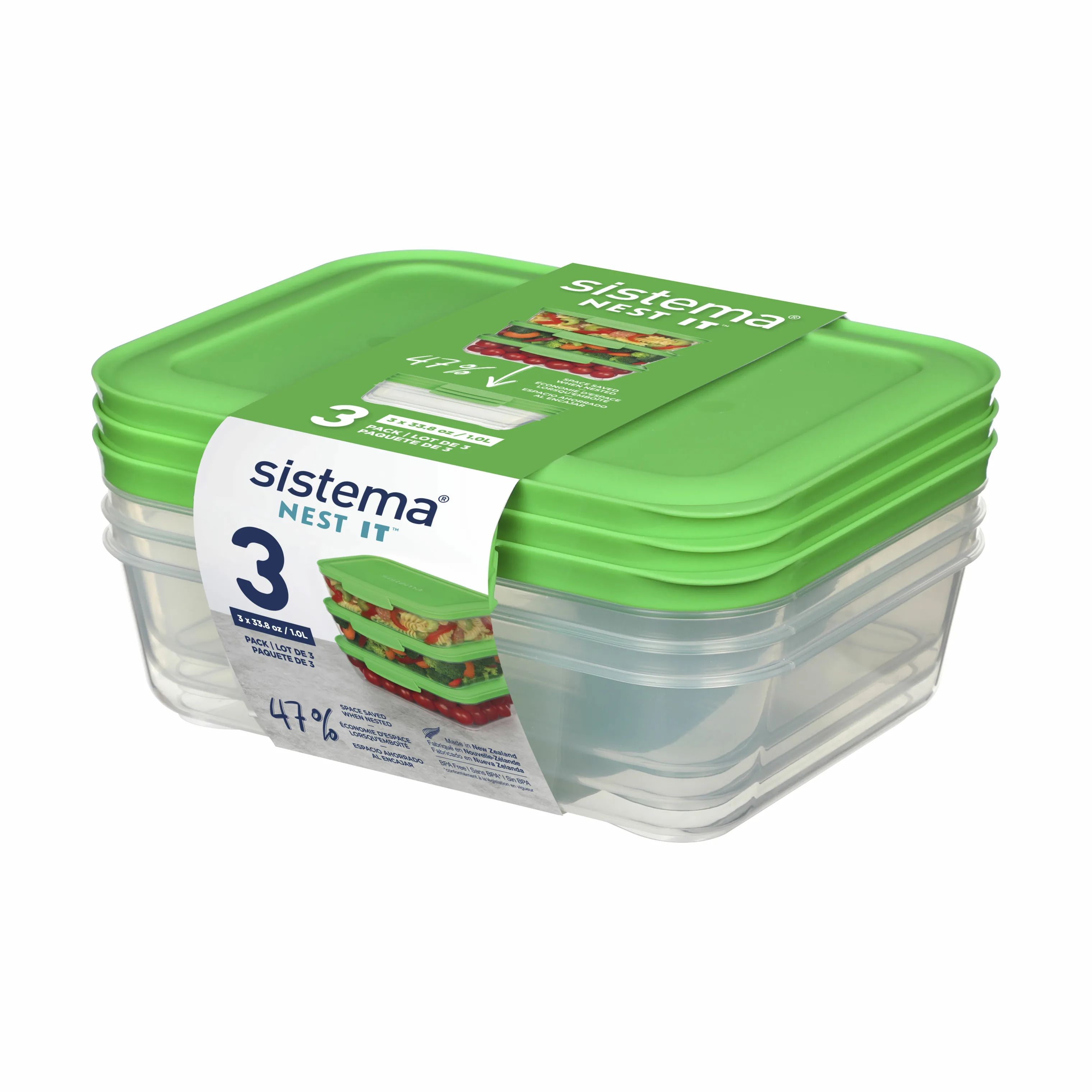 Sistema Opbevaringsbokse Nest It Meal Prep Opbevaringsboks - 3 stk. i Leaf green, 1 L, 2