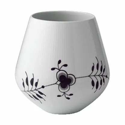 Royal Copenhagen Vaser Sort Mega Riflet Vase i Sort/hvid, 21 cm, 1