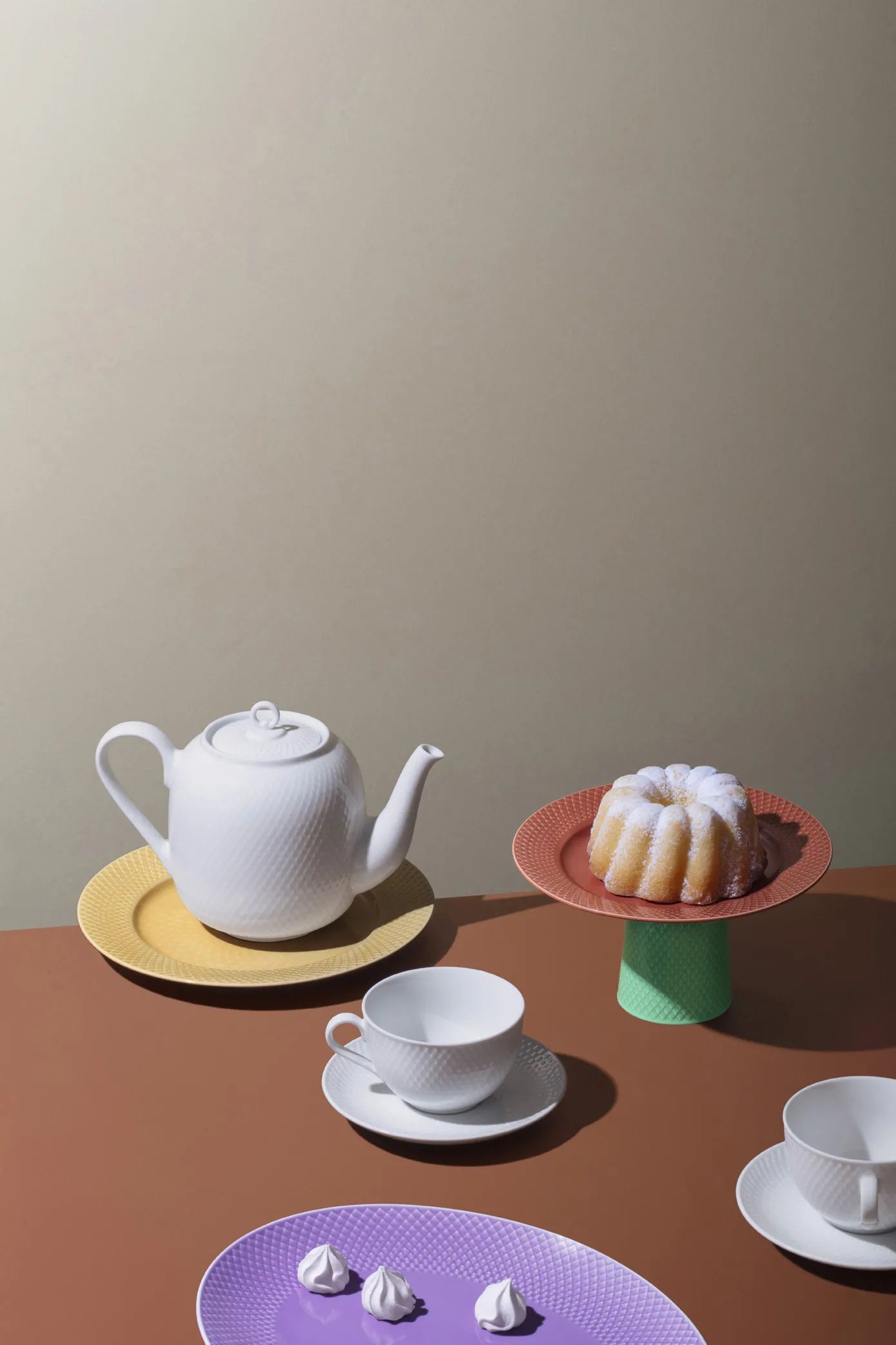 Lyngby Porcelæn Tekander Rhombe Tekande i Hvid, 18,5 cm, 2