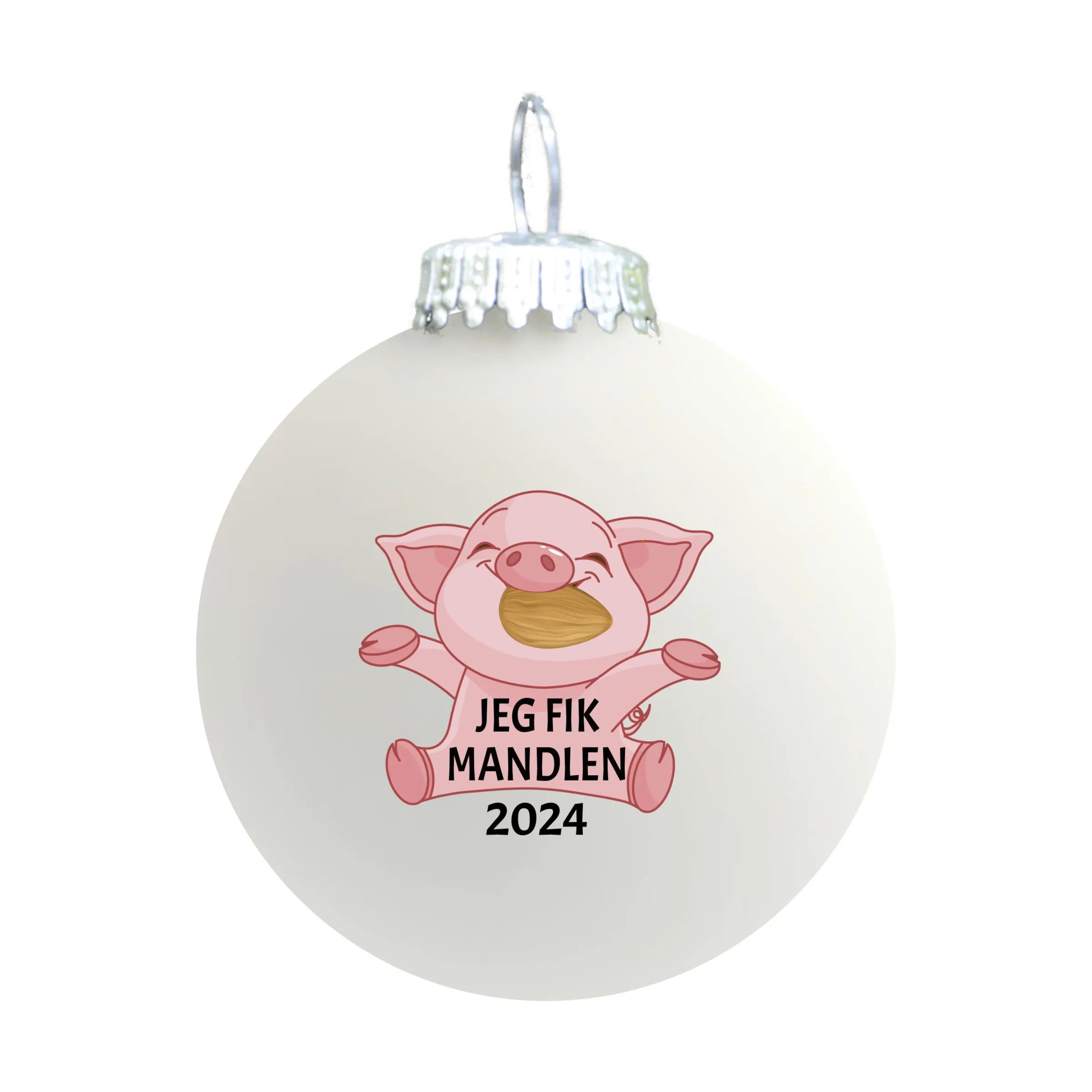 Rolsted Copenhagen Julekugler Julekugle - Jeg Fik Mandlen 2024 i Hvid mat, Jeg Fik Mandlen 2024, 1
