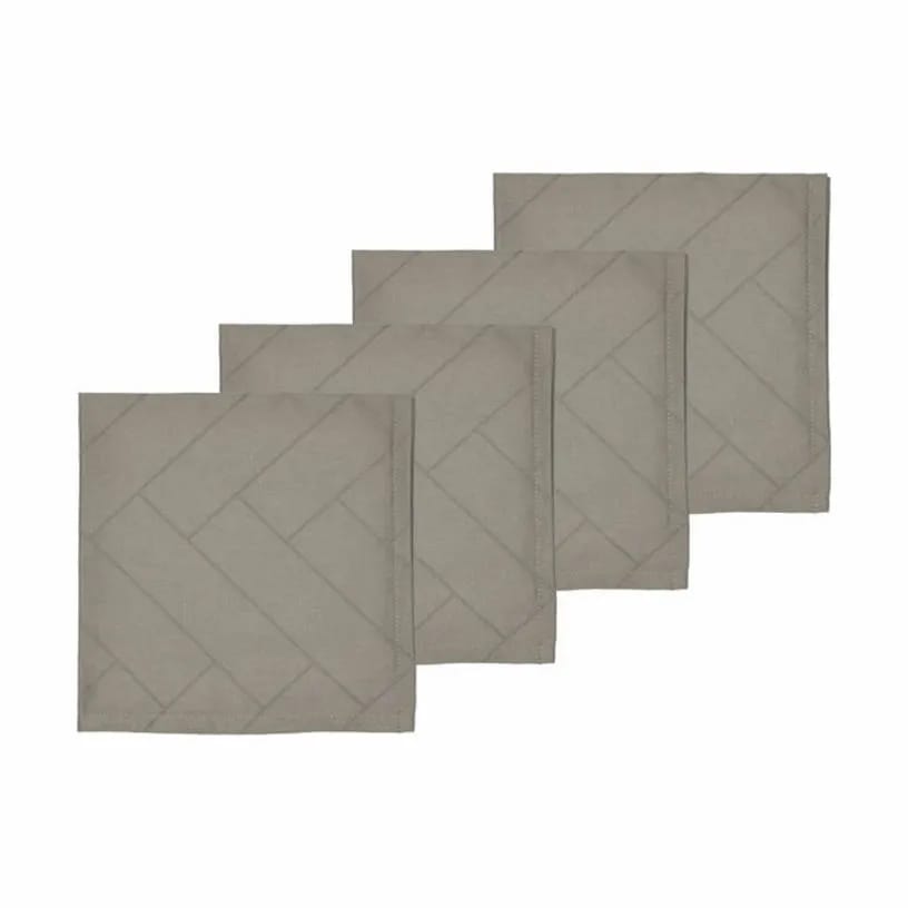 Södahl Stofservietter Tiles Damask Mundserviet - 4 stk. i Taupe, 1