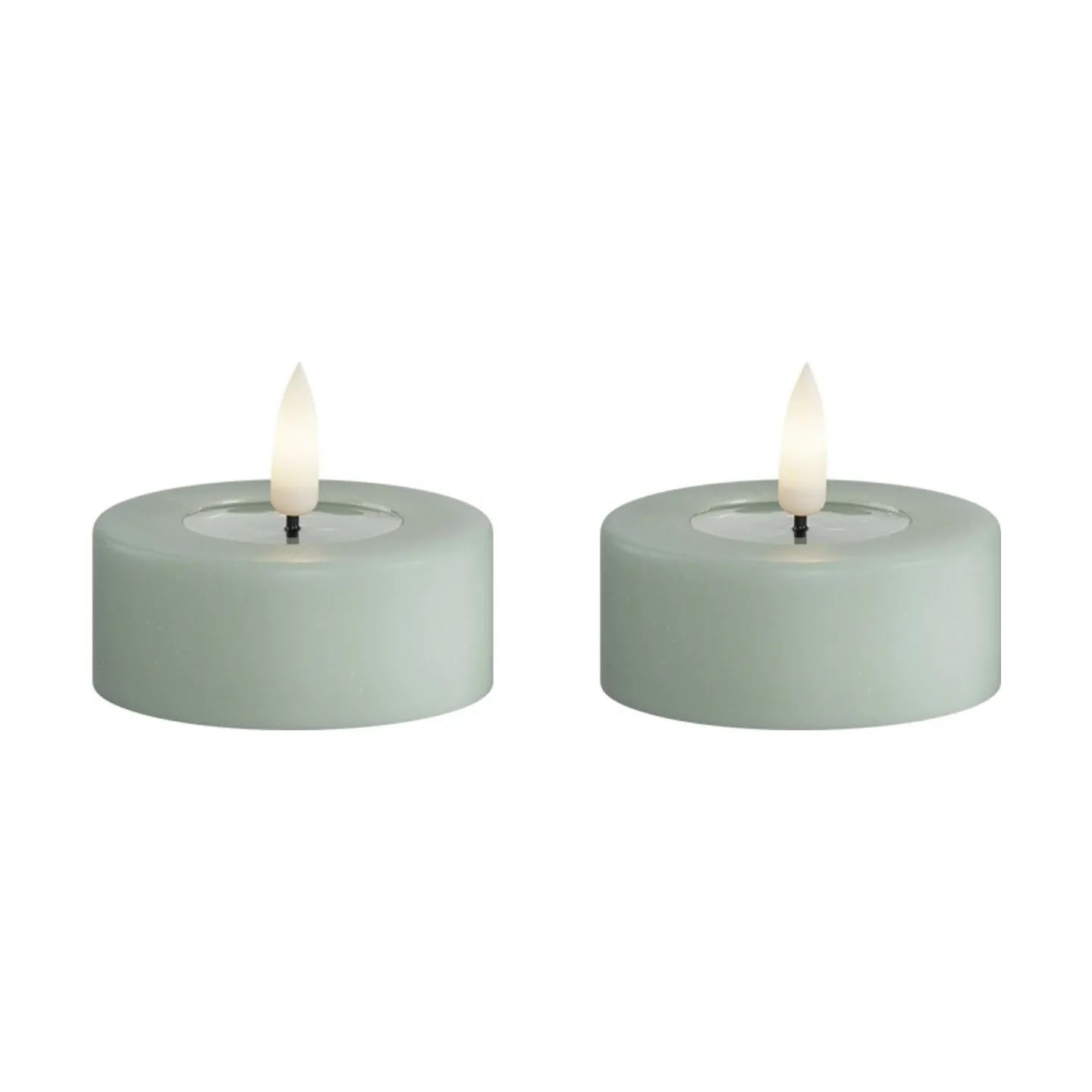 Deluxe Homeart LED-lys Real Flame LED Fyrfadslys - 2 stk. i Salvie grøn, 6,1 cm, 1