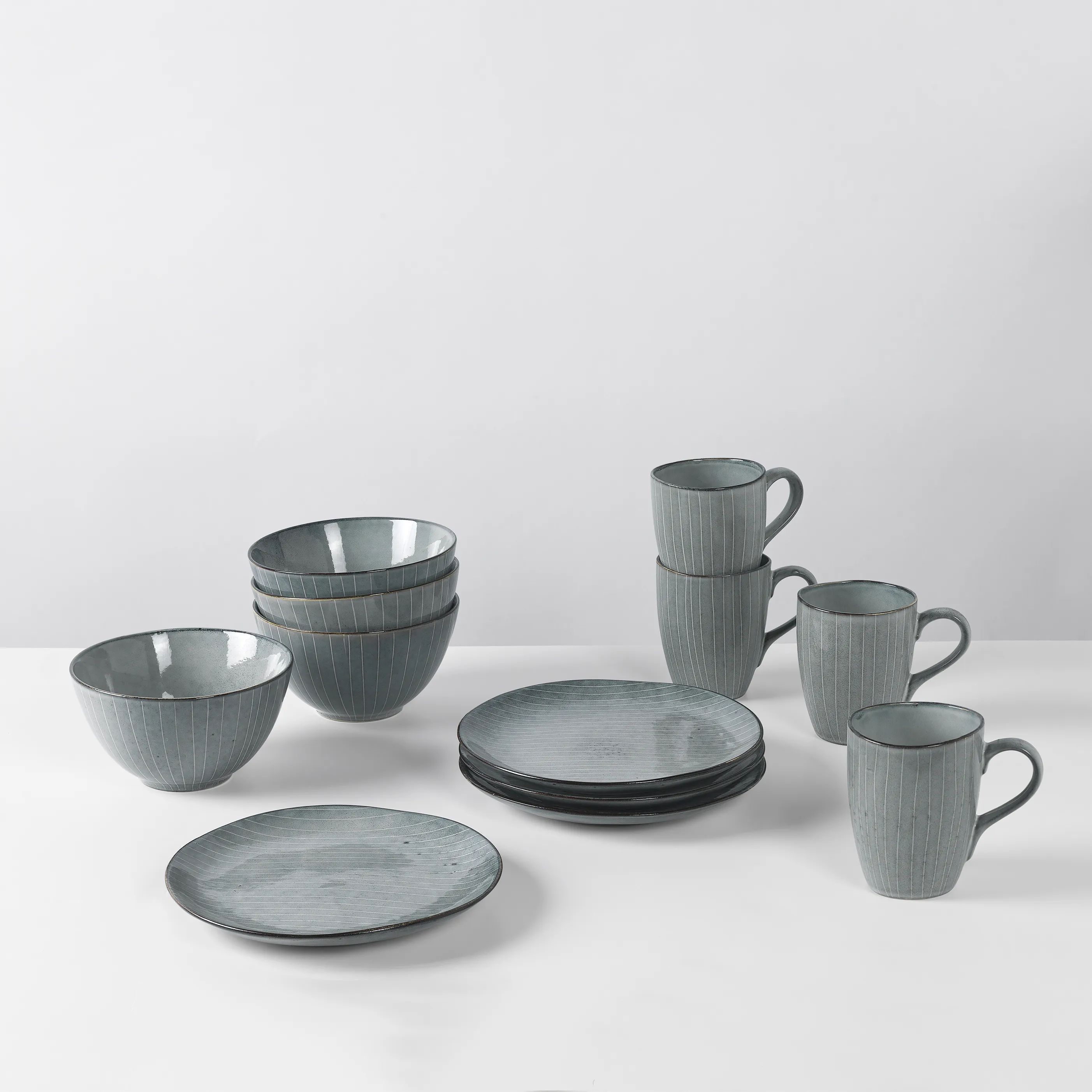 Broste Copenhagen Frokosttallerkener Nordic Sea Morgenmadssæt - 12 dele i Soft Blue, 2