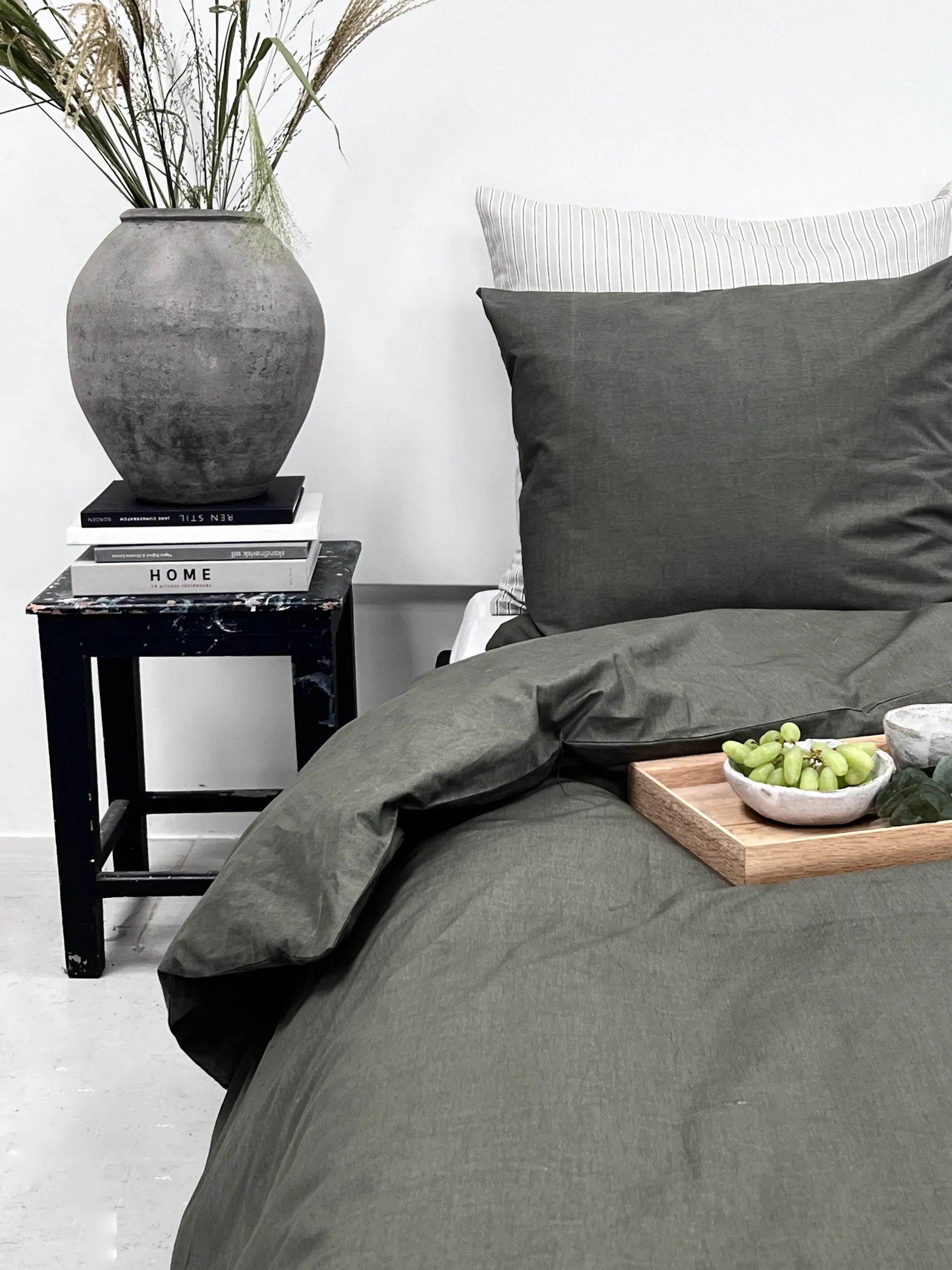omhu Sengetøj Percale OMHU Percale Sengetøj i Oliven, B140 x L220 cm, 3