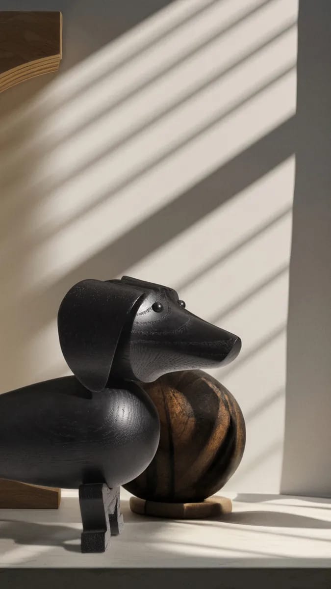 Kay Bojesen Dyrefigurer Gravhund i Mørk bejdset eg, 195 cm, 2