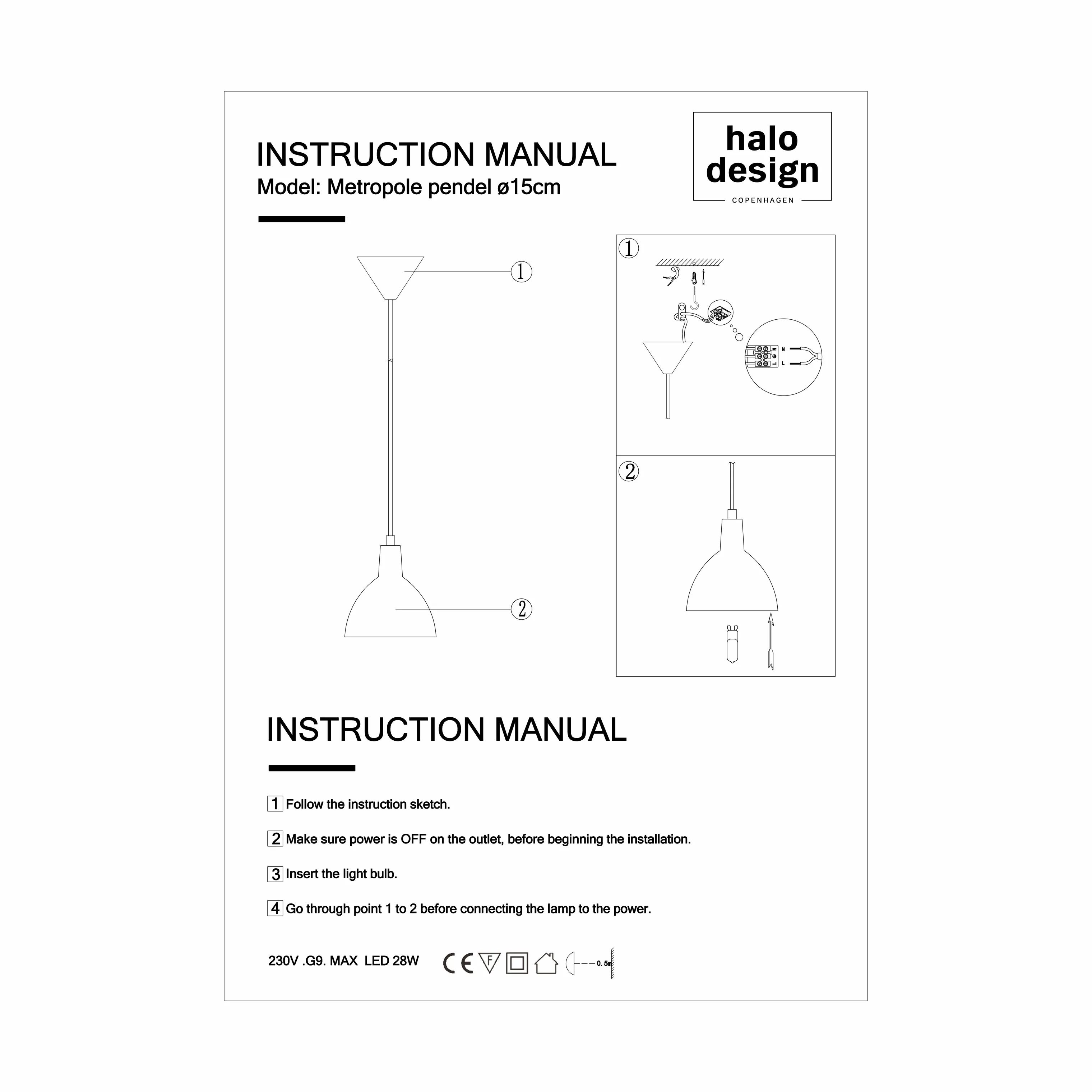 Halo Design Pendler Metropole Pendel i Sort, 15 cm, 4