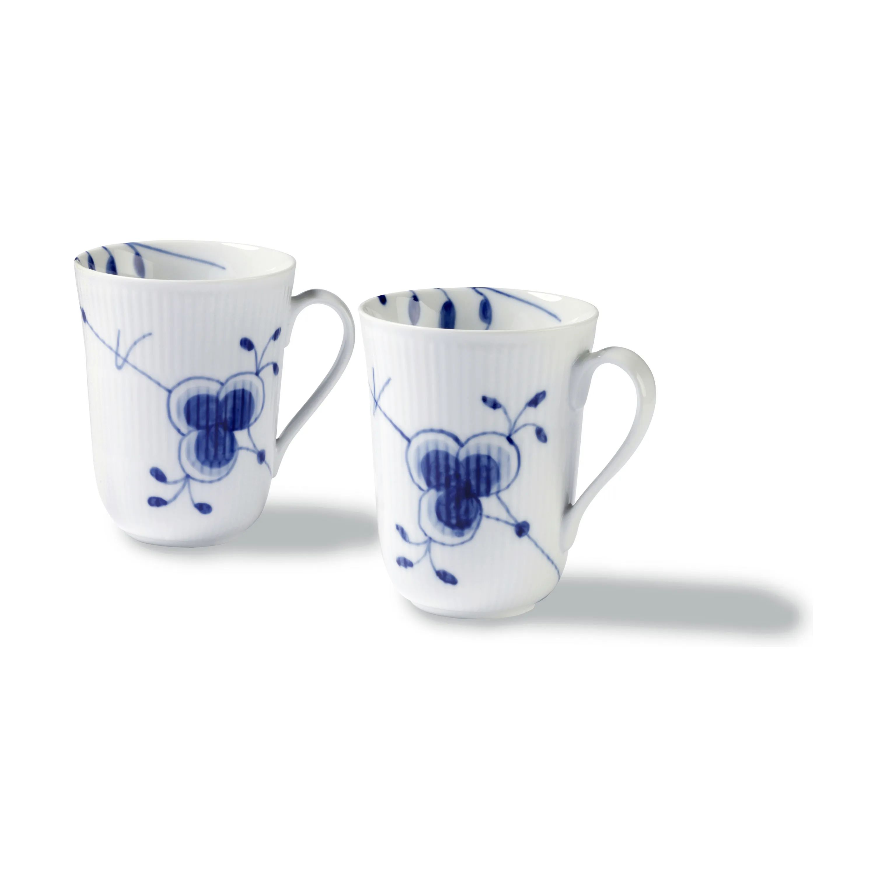 Royal Copenhagen Krus og kopper med hank Blå Mega Riflet Krus - 2 stk. i Koboltblå/hvid, 36 cl, 1