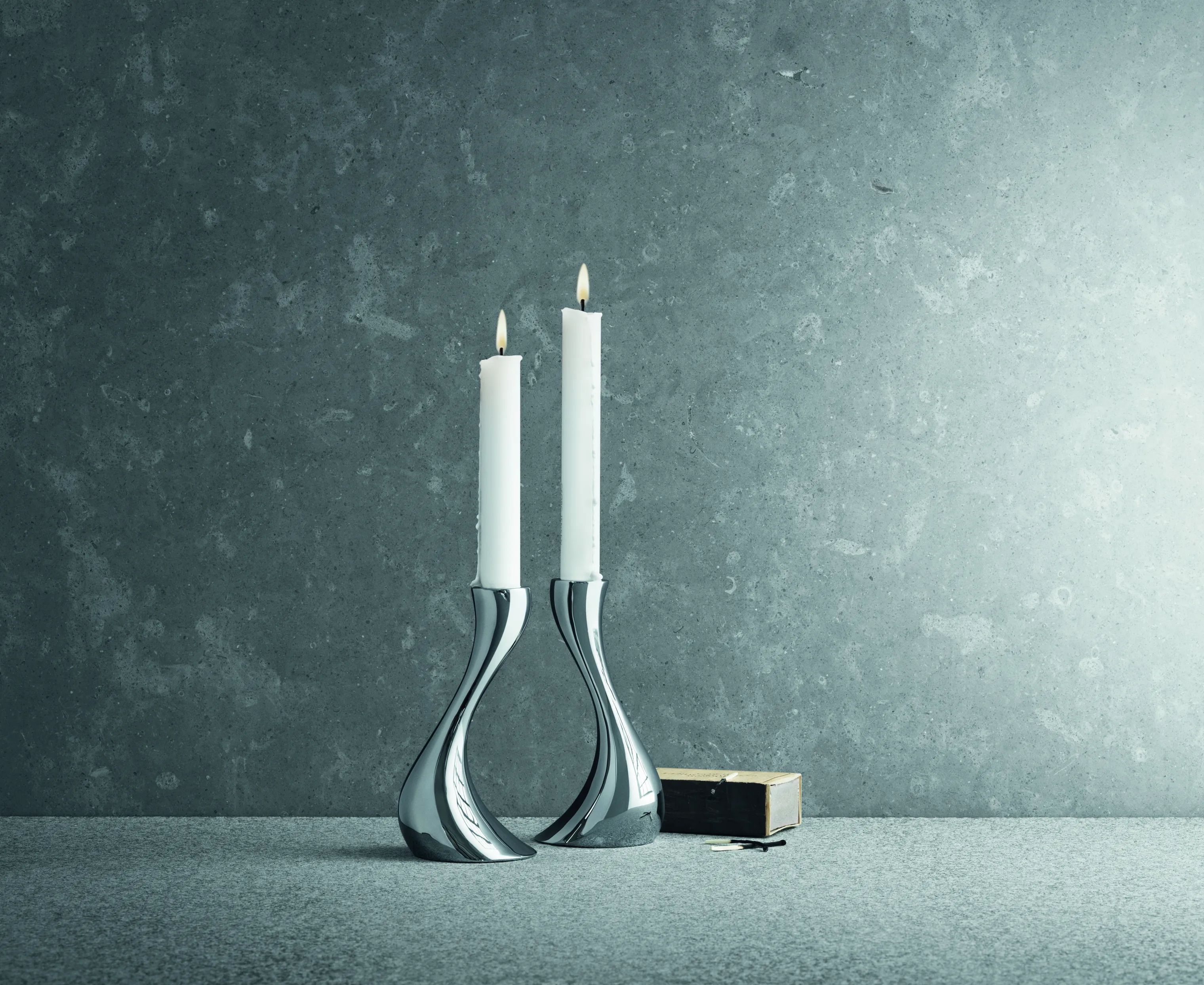 Georg Jensen Kronelysestage Cobra Lysestagesæt - 2 stk. i Blank/Stål, 16 cm, 3