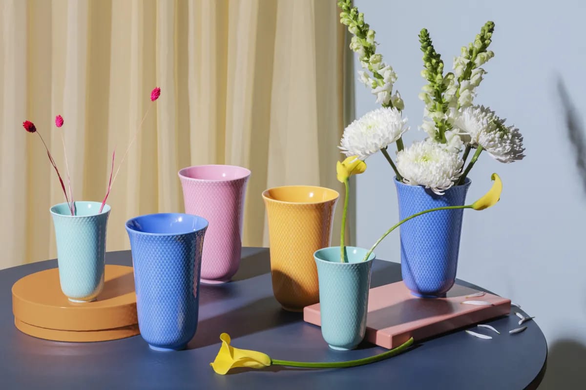 Lyngby Porcelæn Vaser Rhombe Color Vase i Aqua, 4