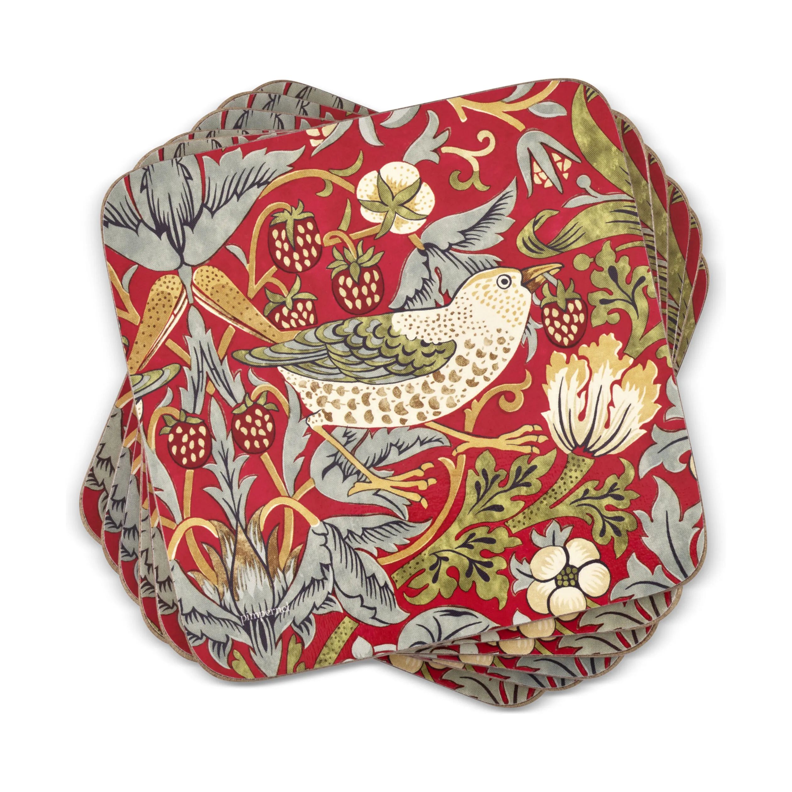 Pimpernel Glasbrikker og coasters Morris & Co Glasbrikker - 6 stk. i Rød, 1