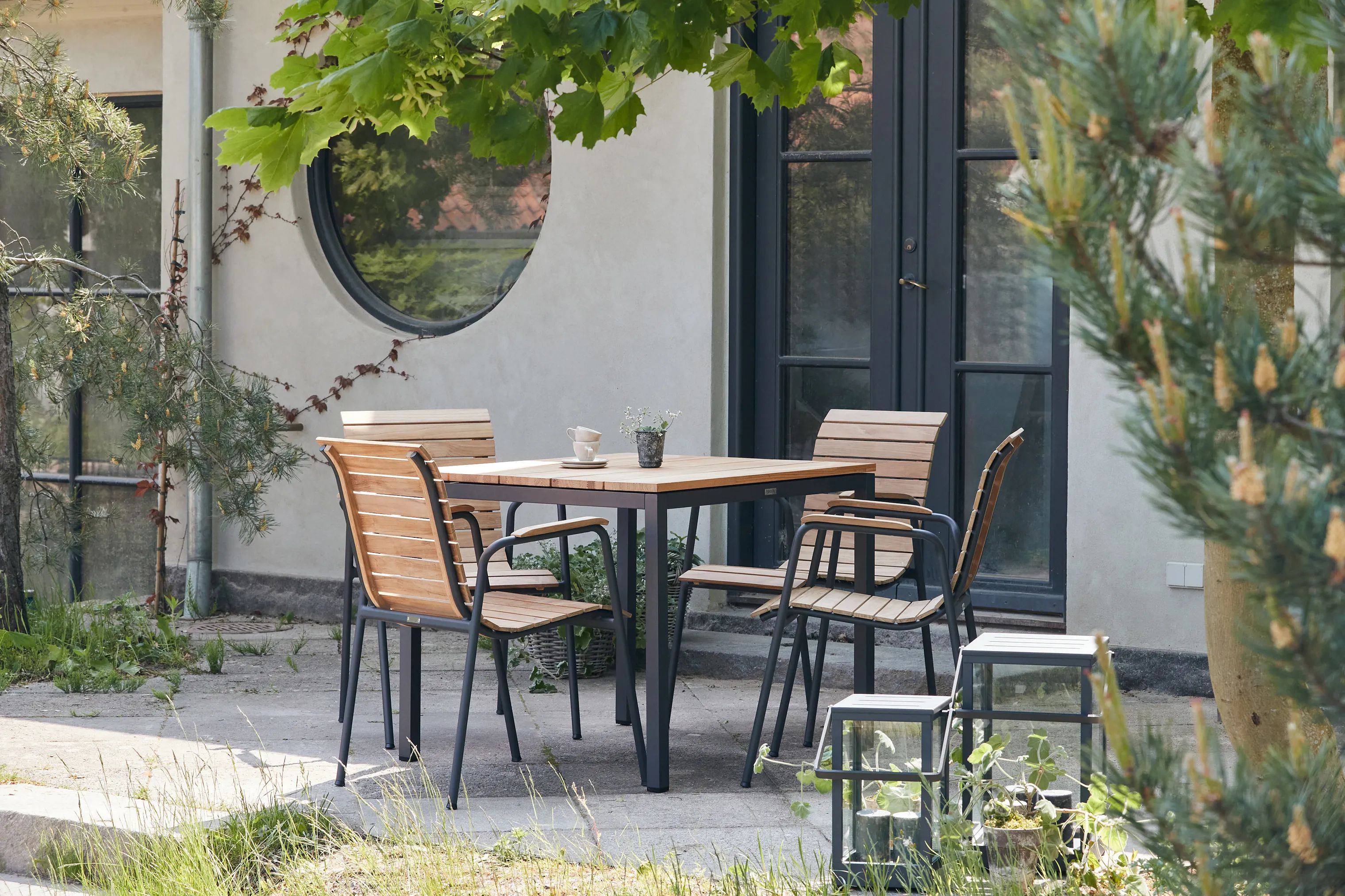 Mandalay Havemøbelsæt Toscana & Bellevue Havemøbelsæt - 3 dele i Antracit/Teak, 1 bord (L 82 cm) og 2 stole, 4
