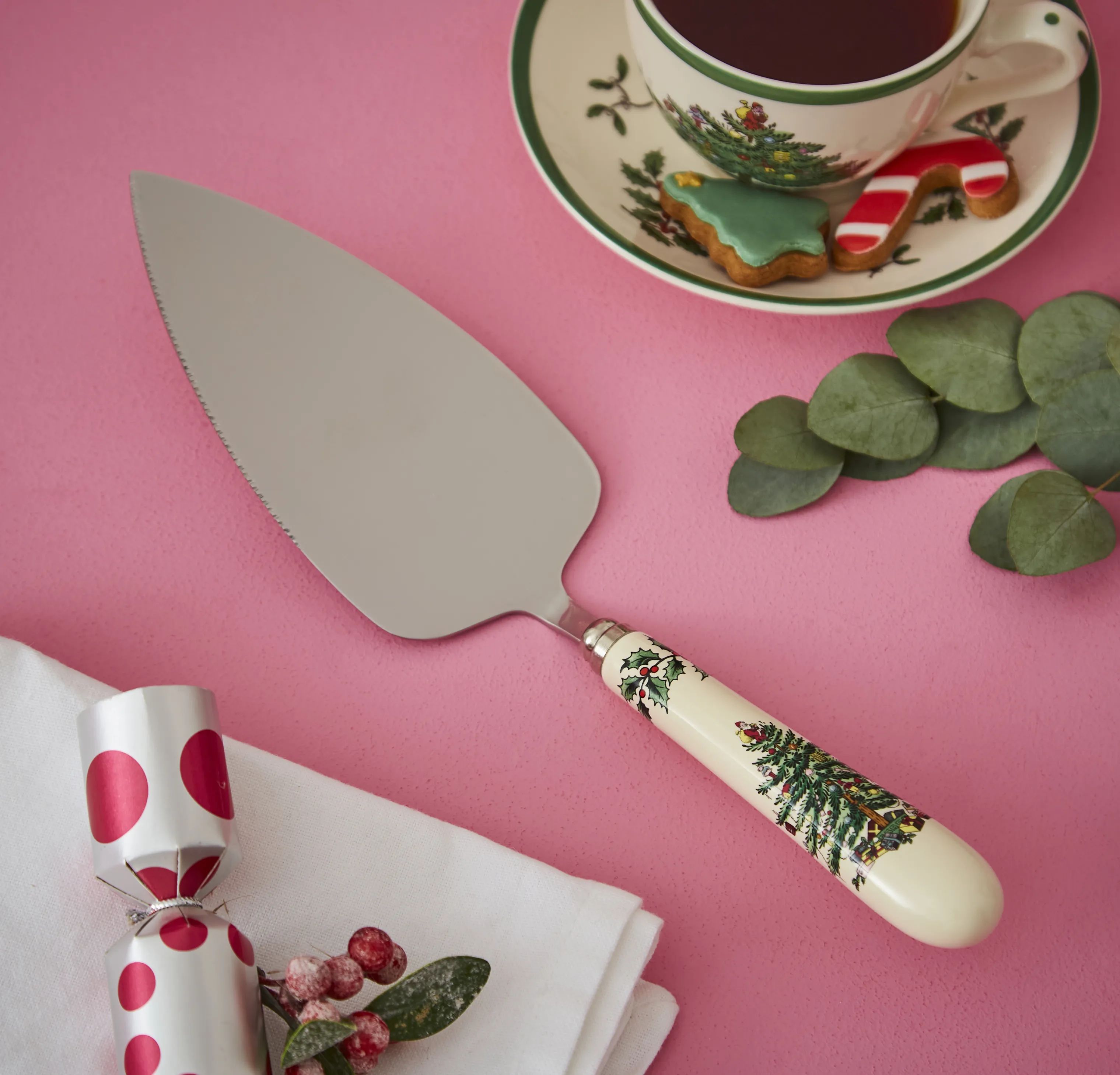 Spode Lagkageknive og -spader Christmas Tree Kagekniv i Hvid/grøn/rød, 5