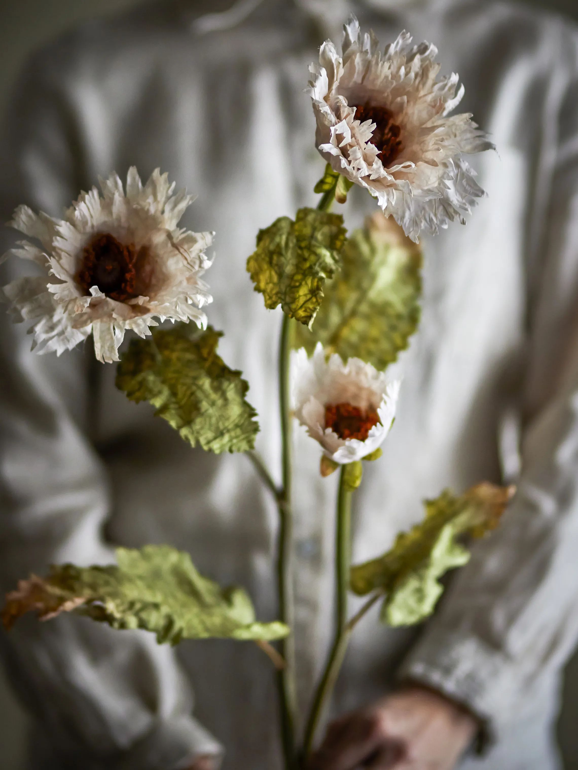 Bloomingville Kunstige blomster Kunstig blomst - Chrysantemum stilk i Hvid/lyserød, 4