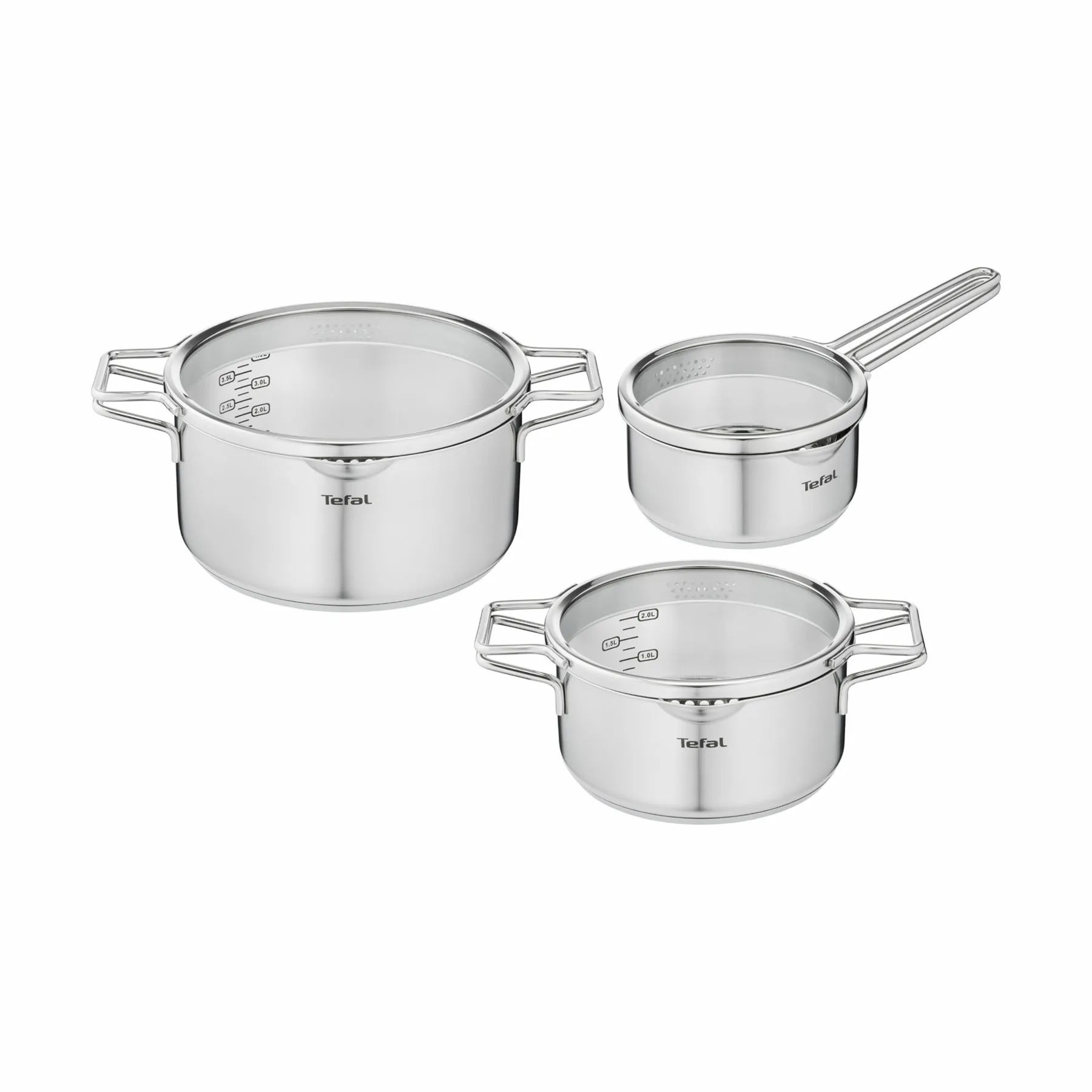 Tefal Grydesæt Nordica Grydesæt m. glaslåg - 6 dele i Stål, 1