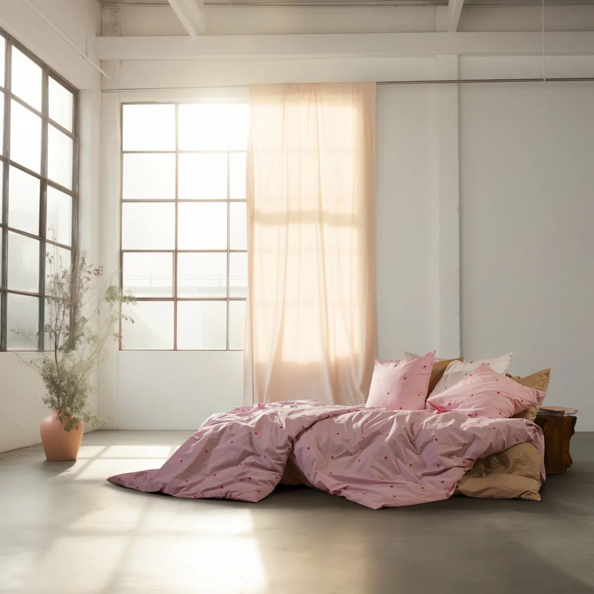Juna Sengetøj Daisy Sengetøj i Pink/Rød, B200 x L220 cm, 5
