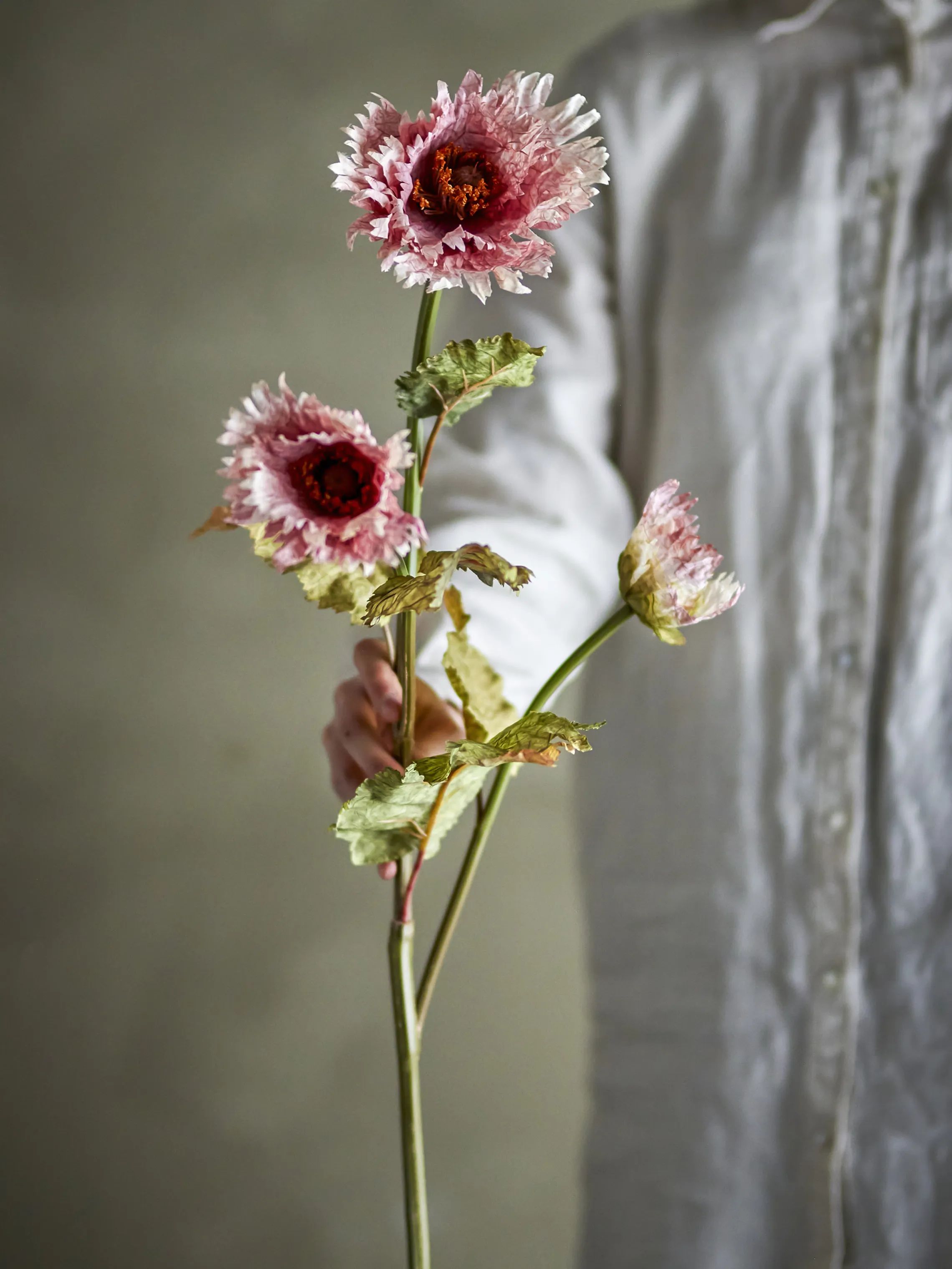 Bloomingville Kunstige blomster Kunstig blomst - Chrysantemum stilk i Lyserød/rød, 3