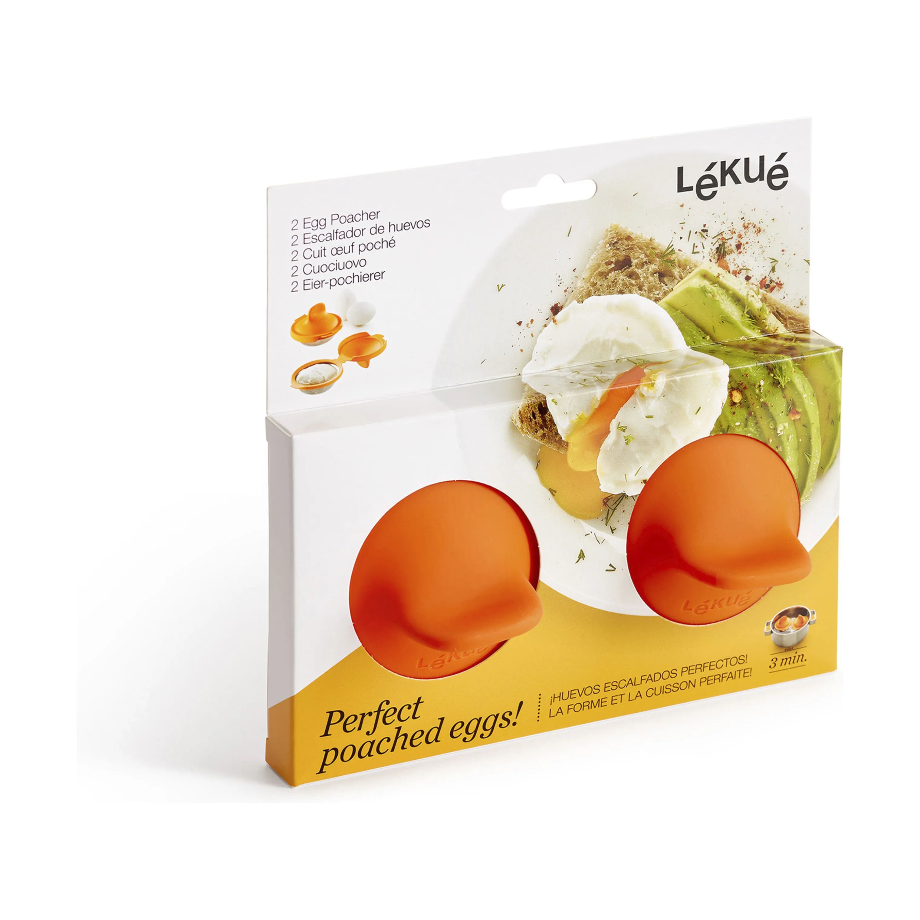 Lékué Æggedelere og øvrigt udstyr til æg Lekue bagning Æggepocherer - 2 stk. i Orange, 4
