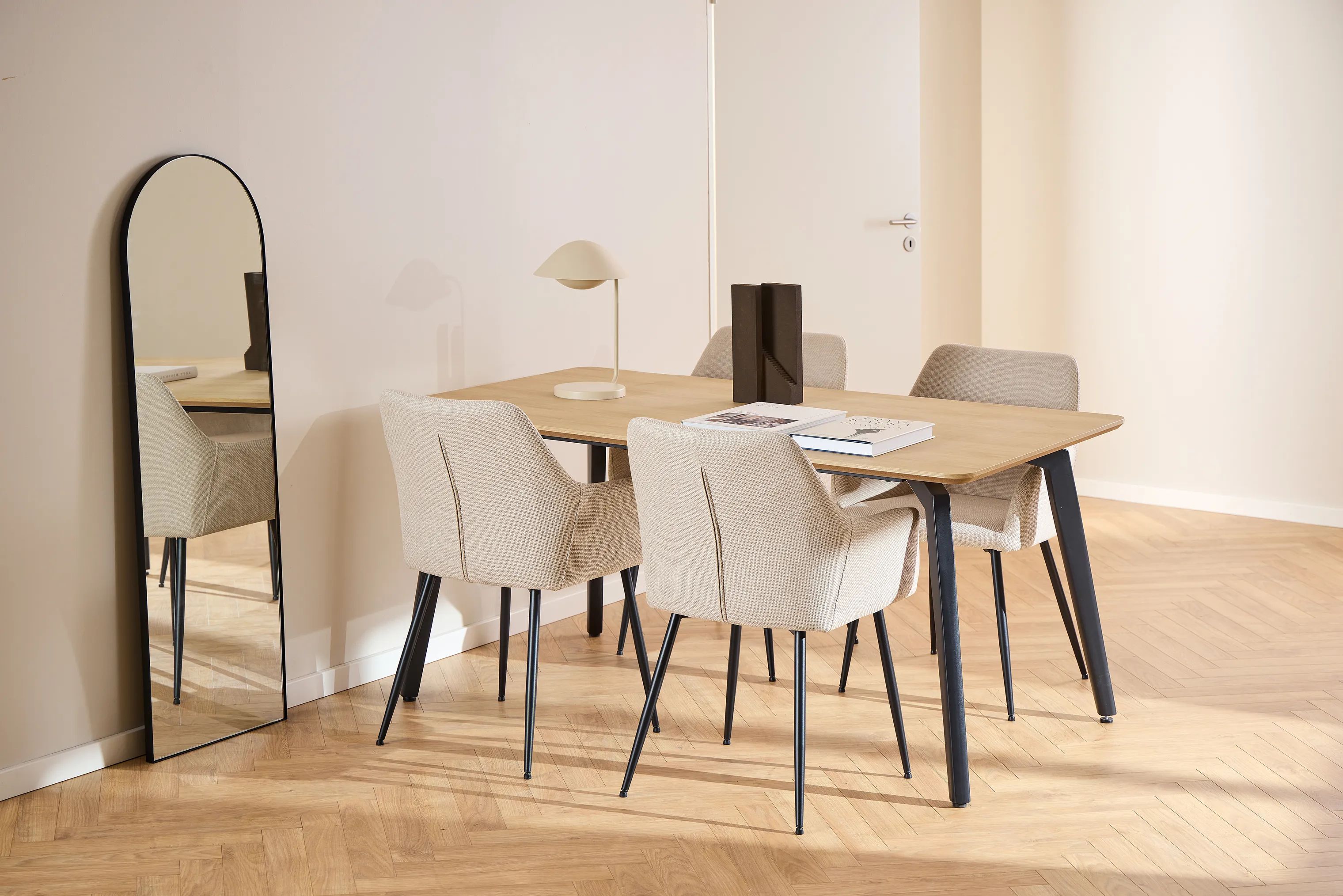 CASA Living Spiseborde Cadiz Spisebordssæt - 5 dele i Natur/lysegrå, 2