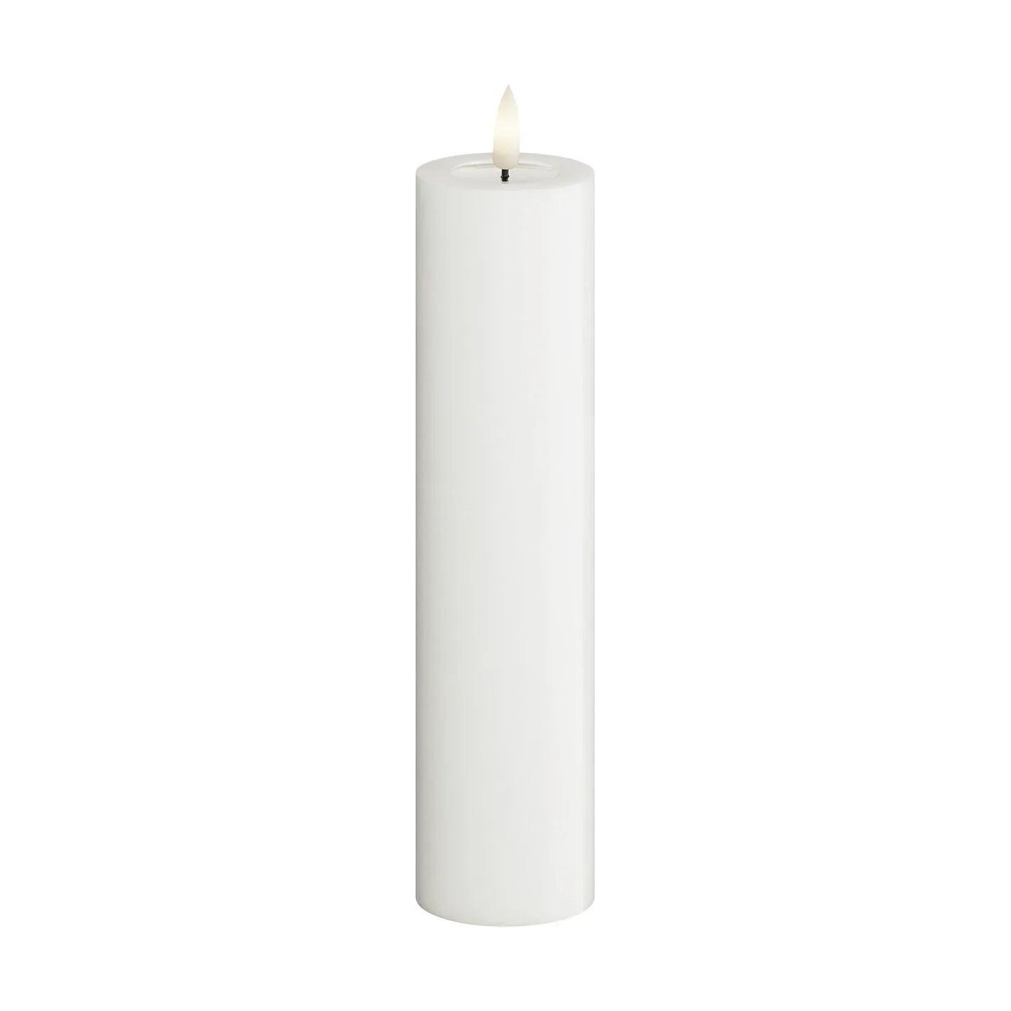 Deluxe Homeart LED-lys Real Flame LED Bloklys i Hvid , 20 cm, 1