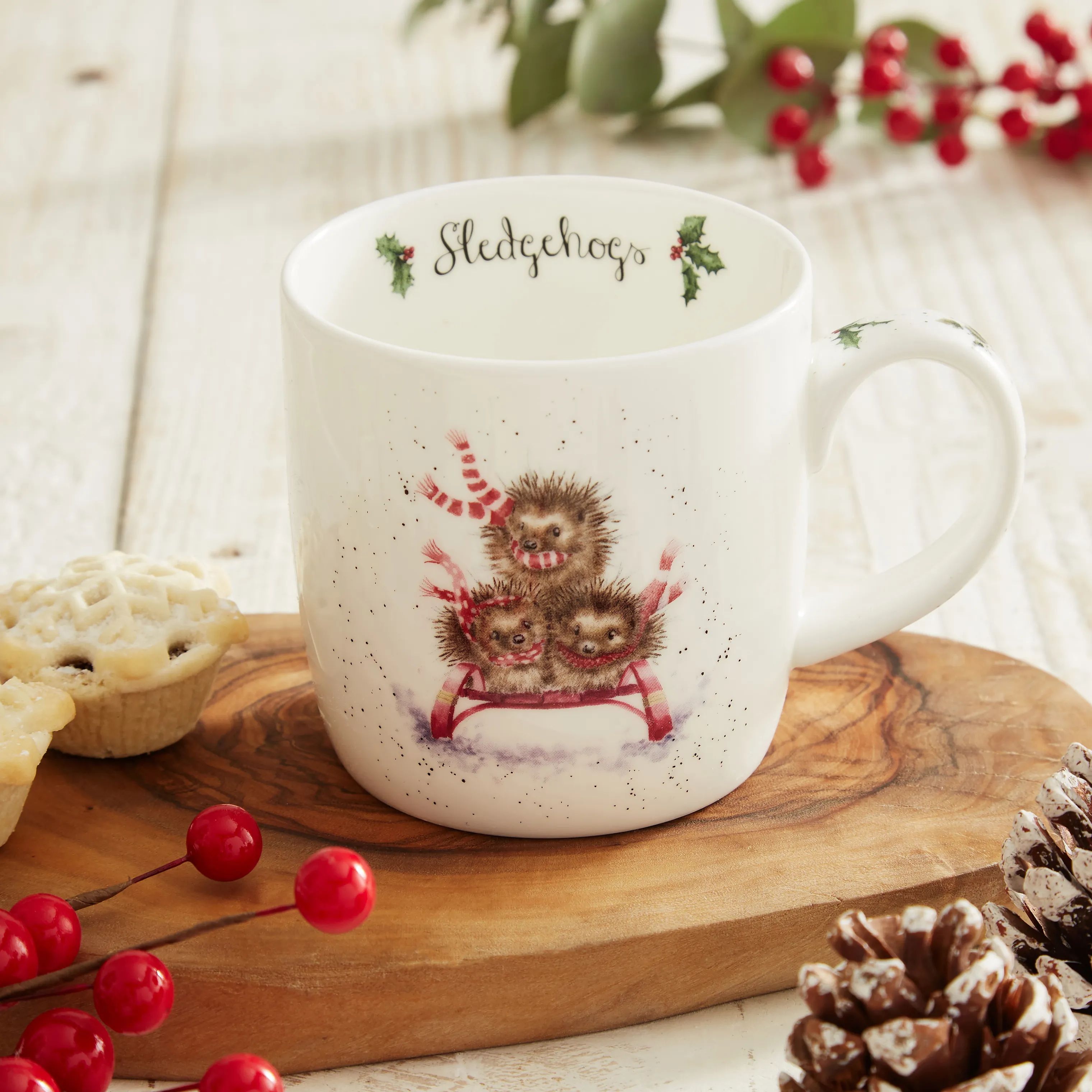Royal Worcester Krus og kopper med hank Wrendale Krus - Sledgehogs i Pindsvinpå kælk, 2