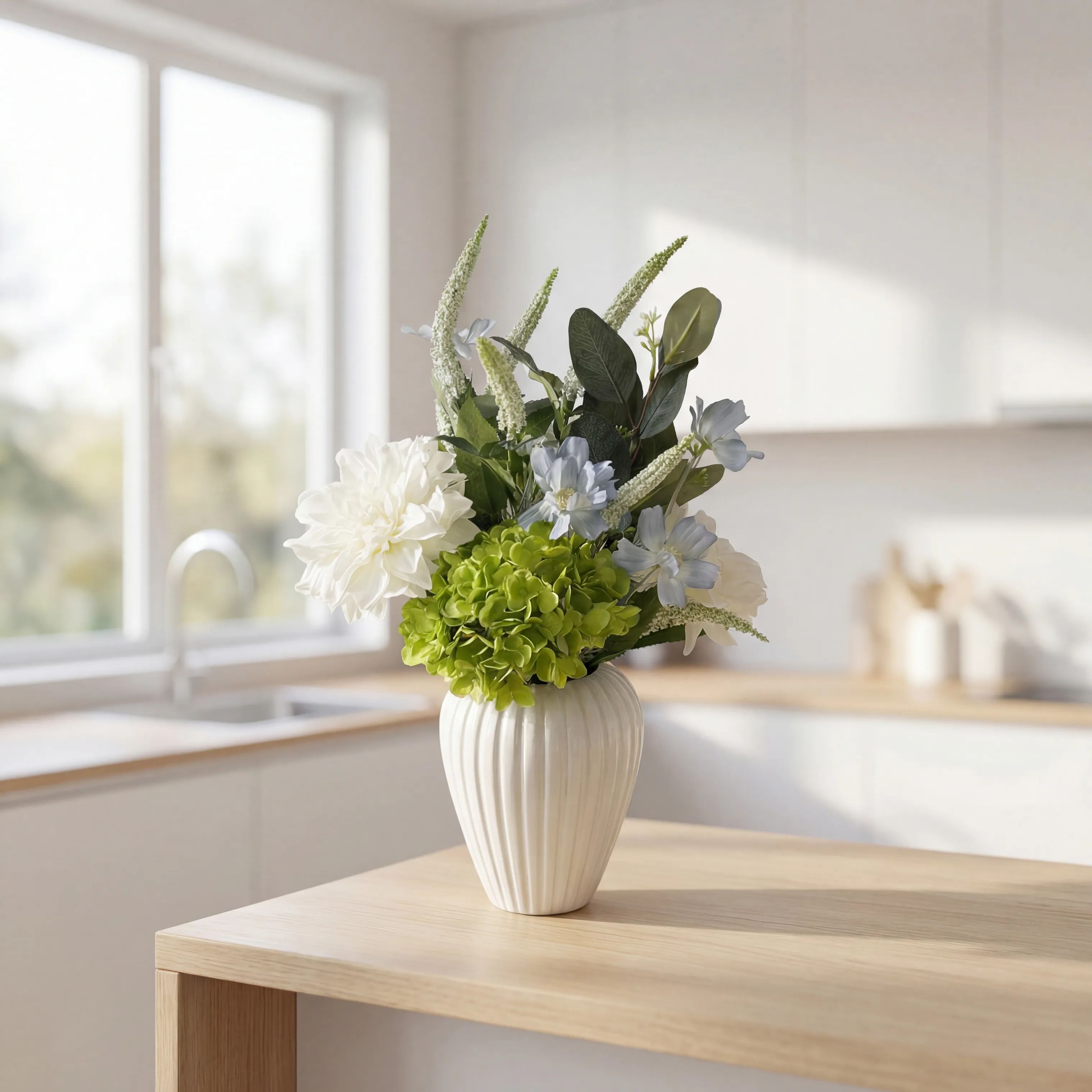 everbloom Kunstige blomster Kunstig Blomsterbuket i Grøn/Blå, 2