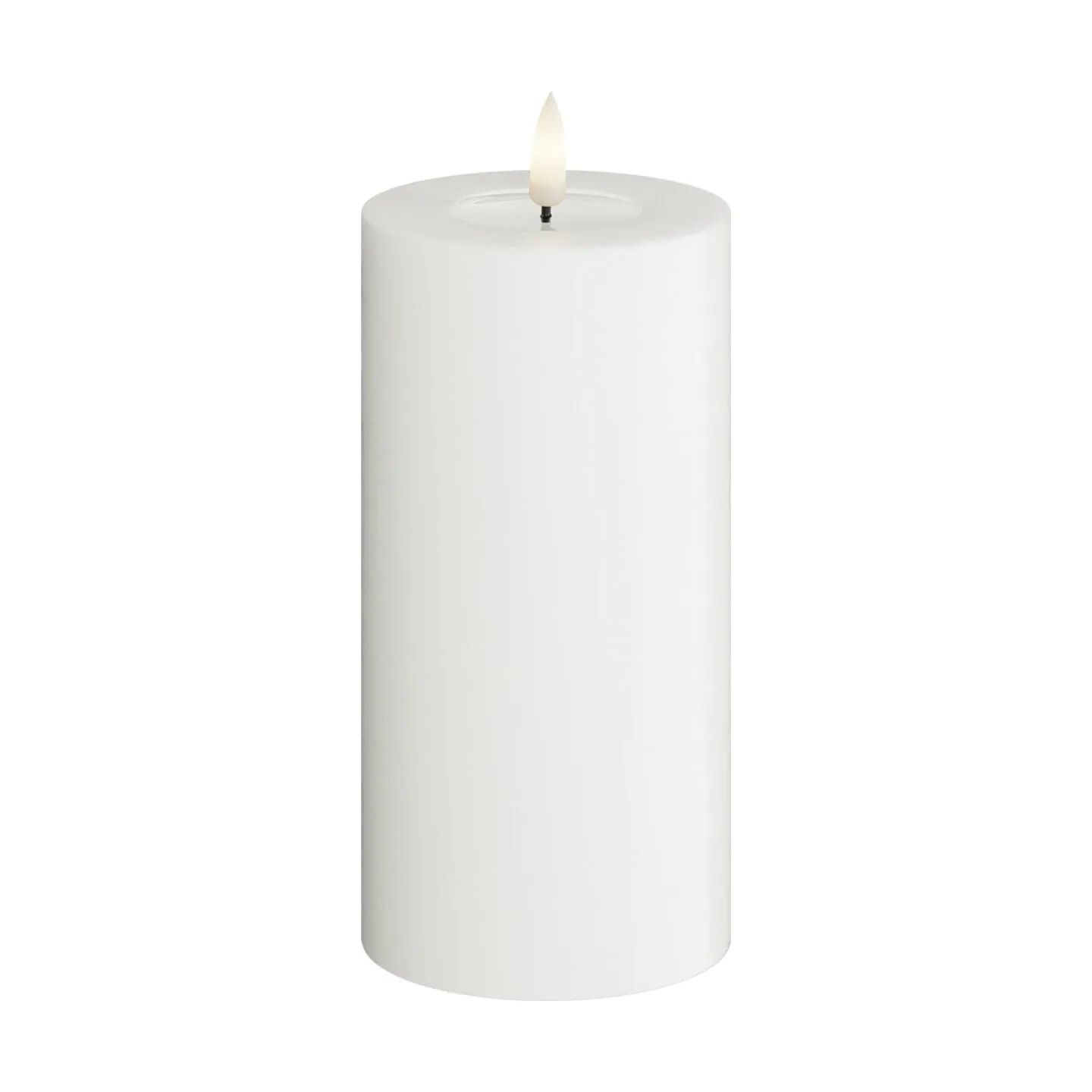 Deluxe Homeart LED-lys Real Flame LED Bloklys i Hvid , 15 cm, 1