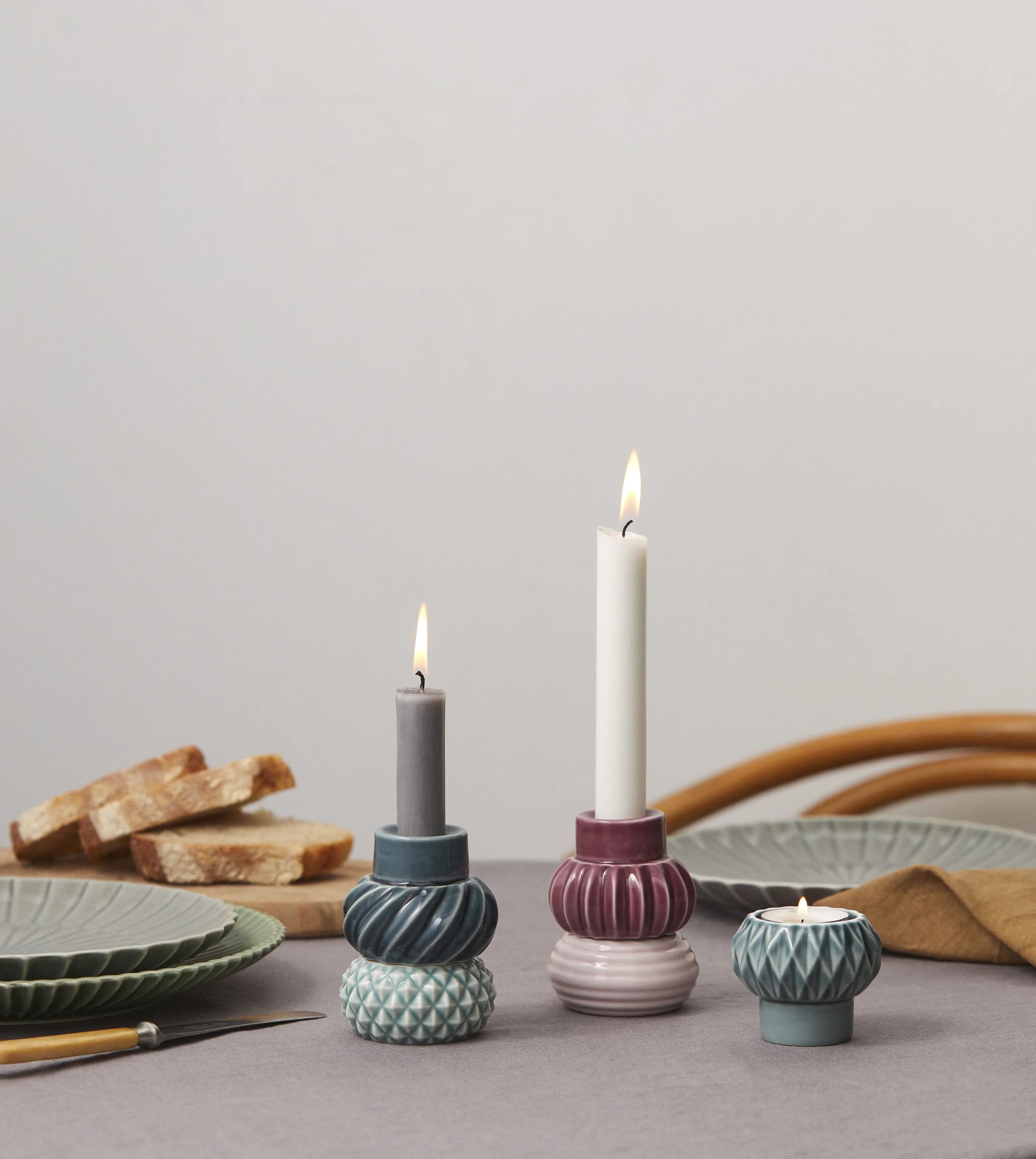 Dottir Kronelysestage Samsurium Stabelbar Lysestage - 3 dele i Dark/powder/aubergine, 3