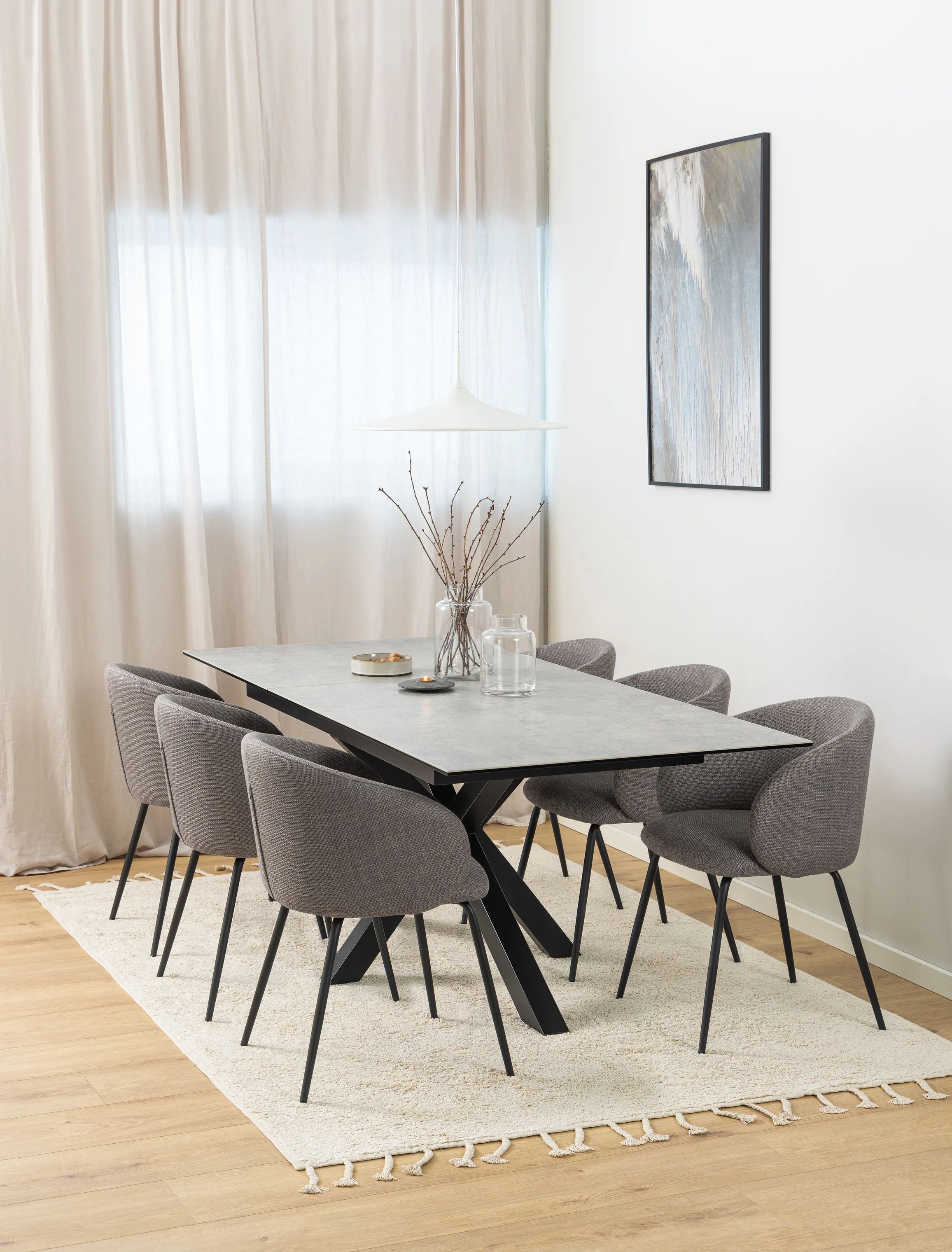 CASA Living Spiseborde Heaven Spisebord i Grå anista, B210 x L90 cm, 6