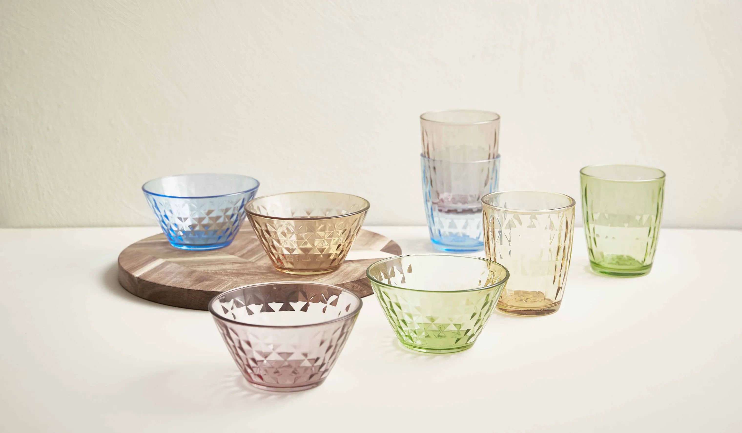 Aida Skåle Mosaic Skålsæt - 4 stk. i Amber/pink/ligth blue/green, 3