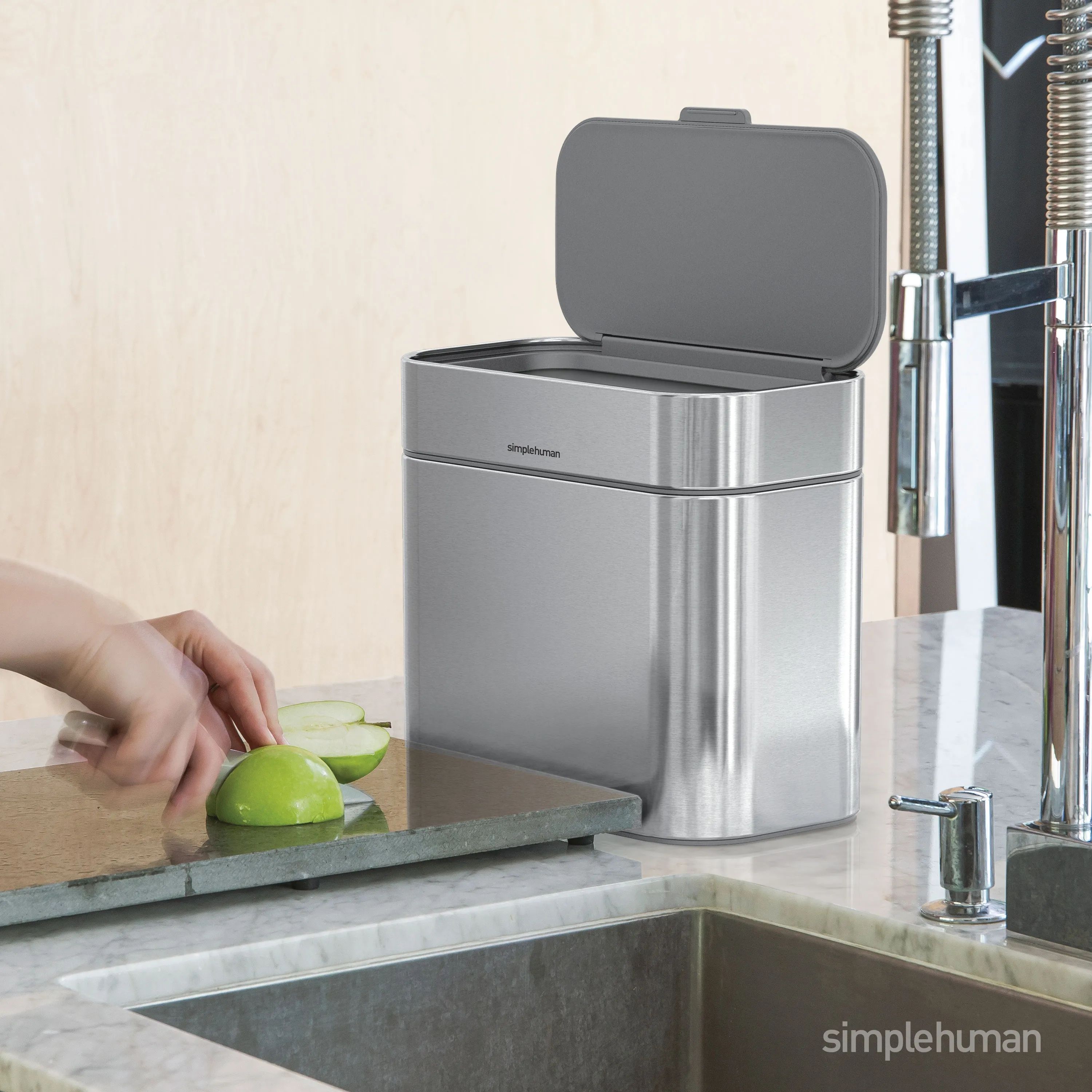 Simplehuman Spande uden pedal Kompostspand i Børstet stål, 2