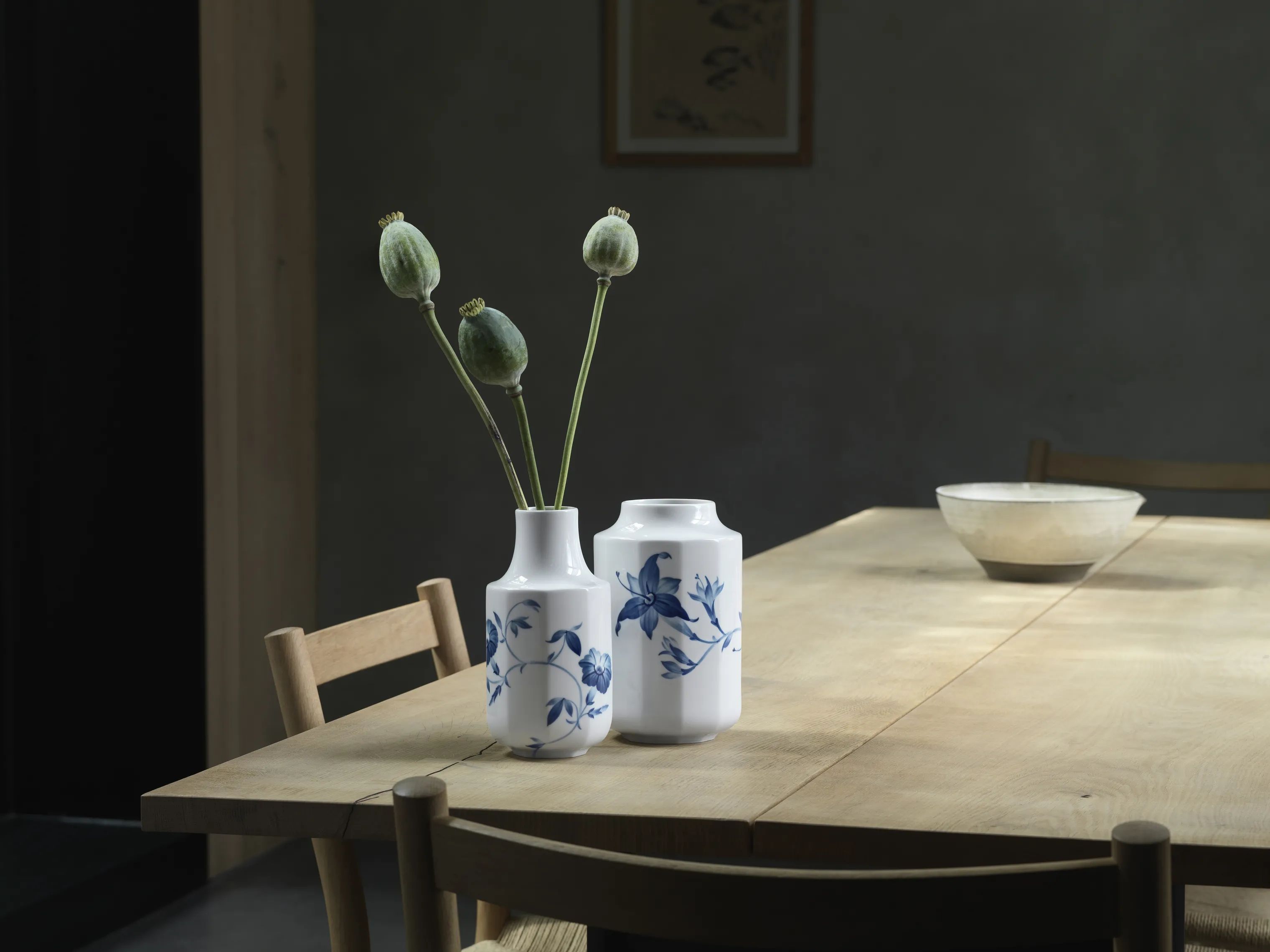 Royal Copenhagen Vaser Blomst Vase - Daglilje i Hvid/blå, 19 cm, 2