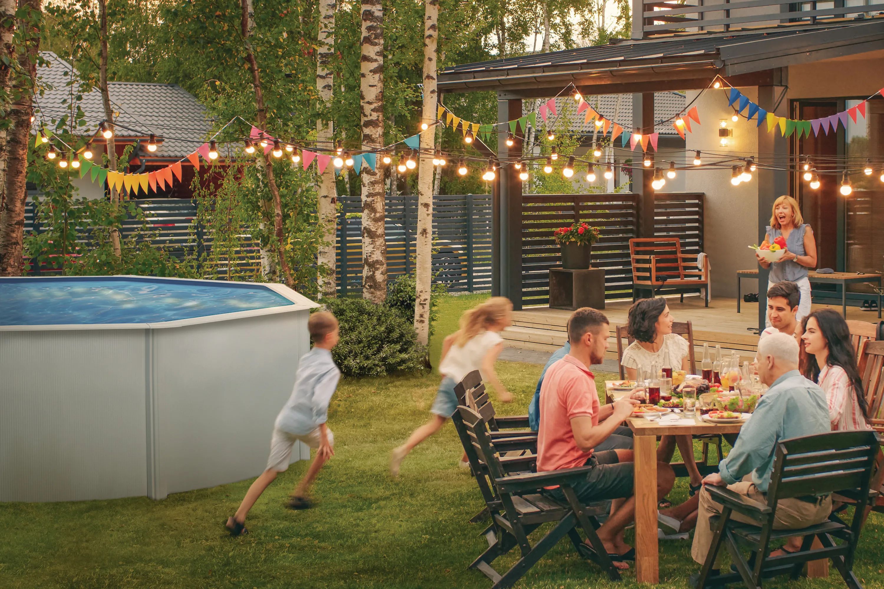 Swim & Fun Pools Basic Poolpakke - 8 dele i hvid, Kapacitet: 10.102 liter, 2