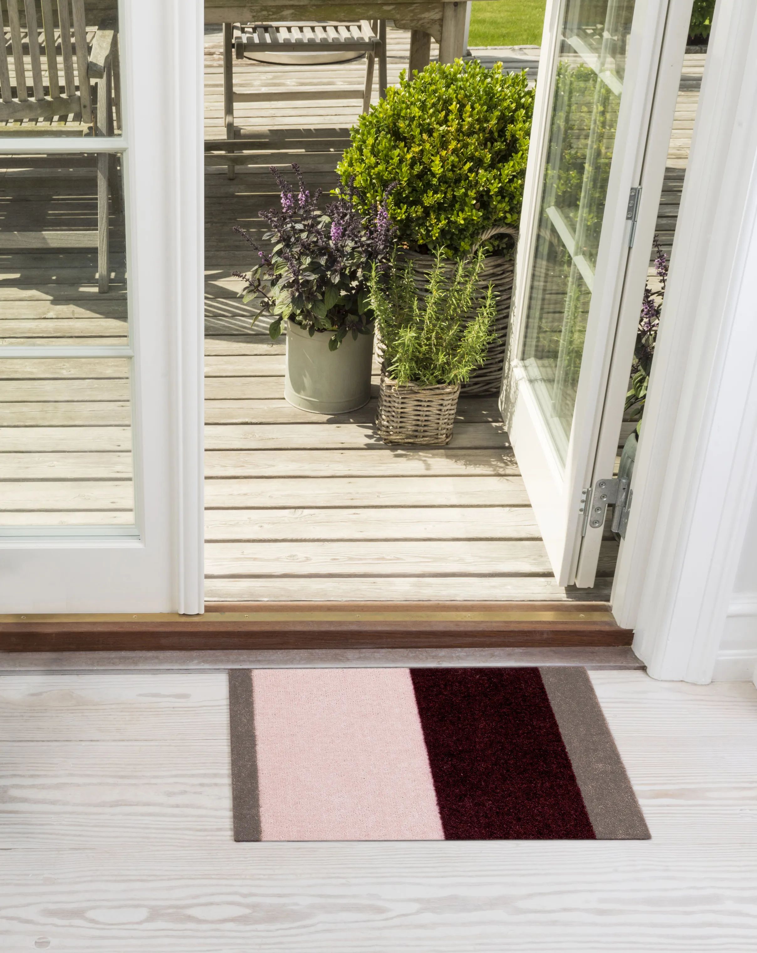 Tica Copenhagen Dørmåtter Stripes Horisontal Gulvmåtte i Bordeaux/Rosa/Sand, B40 x L60 cm, 5