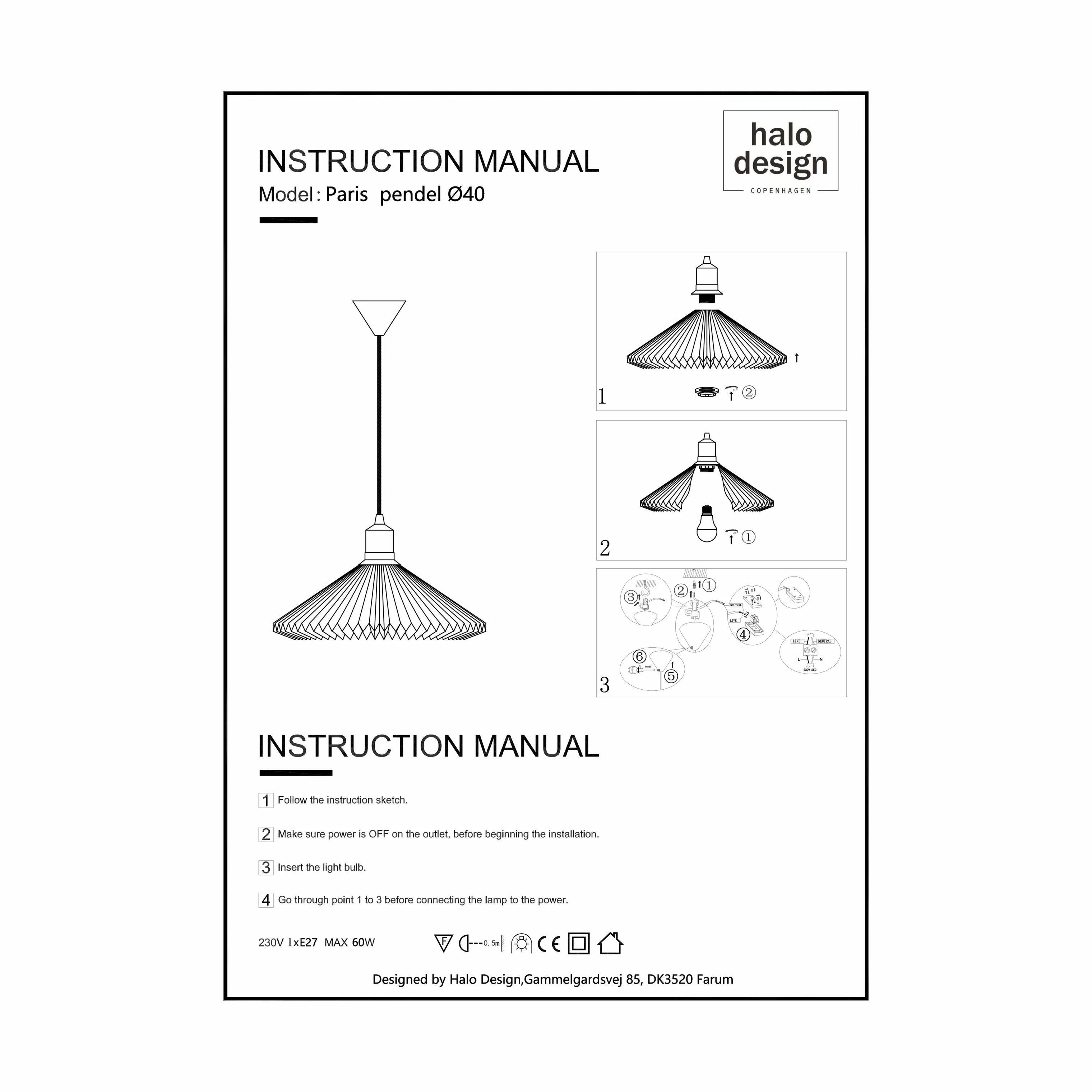 Halo Design Pendler Paris Pendel i Grøn, 40 cm, 2