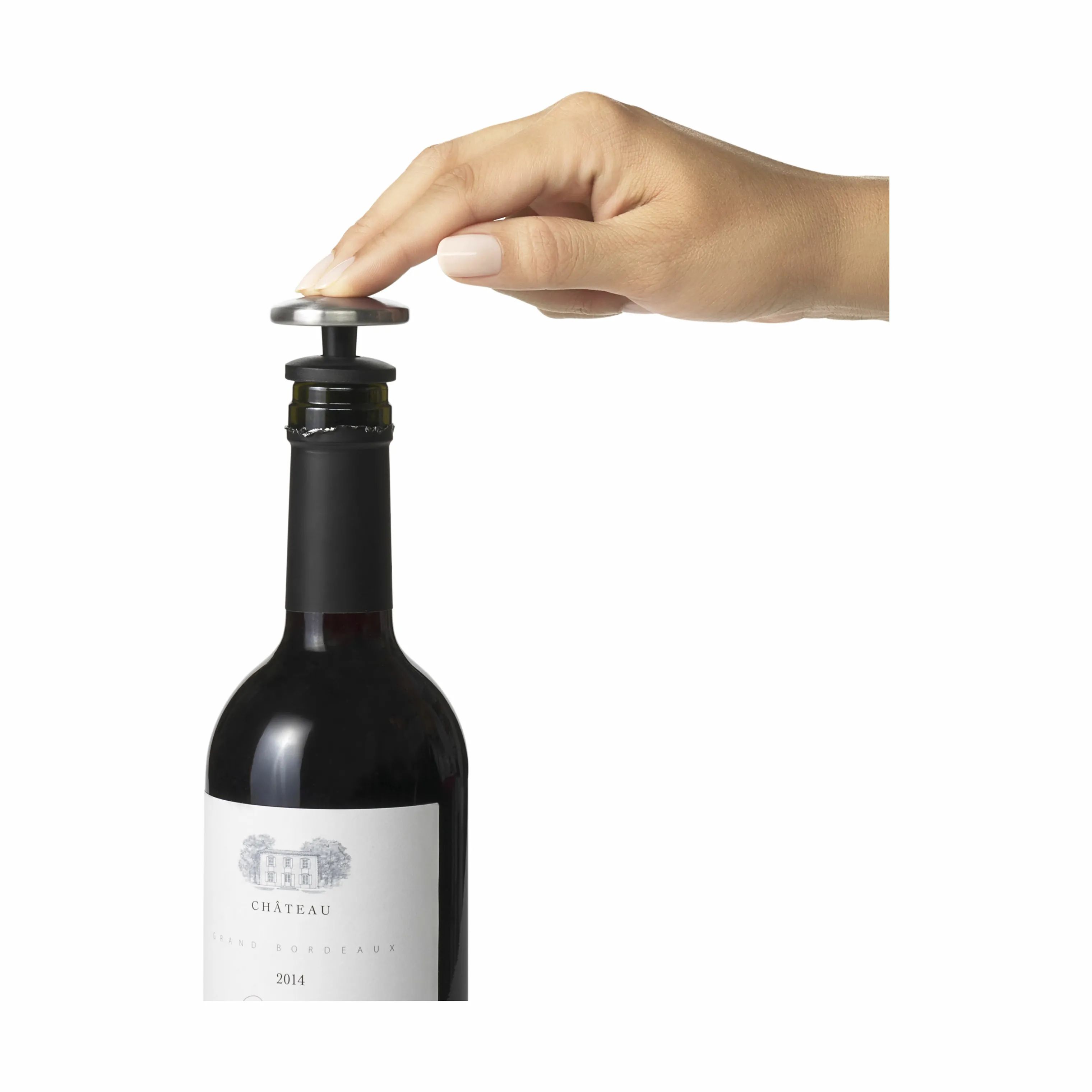 OXO Vinpropper STEEL Selvlukkende vinprop - 2 stk. i Stål/sort, 4