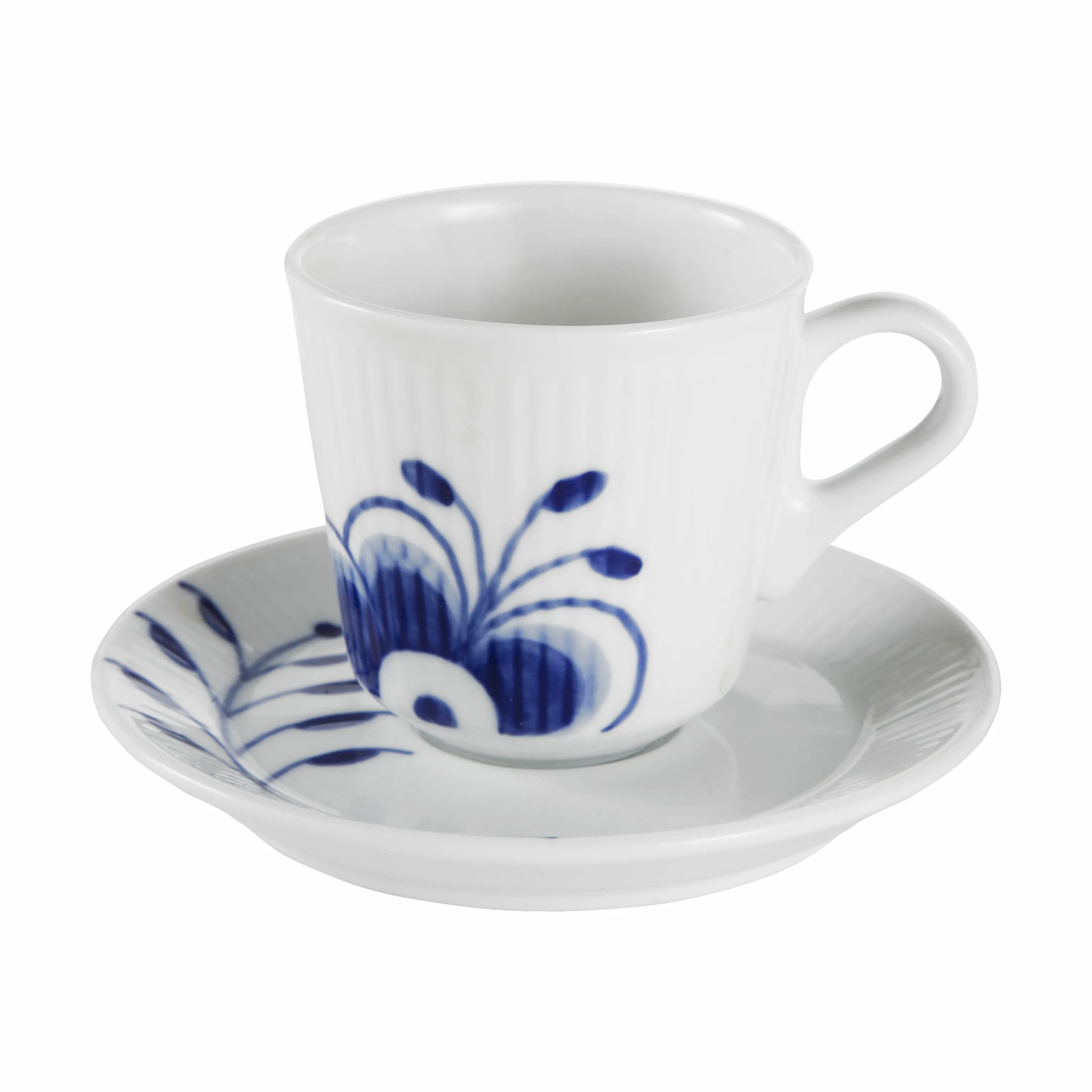 Royal Copenhagen Espressokopper Blå Mega Riflet Espressokop i Koboltblå/hvid, 9 cl, 1