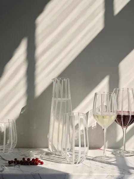Broste Copenhagen Rødvinsglas Stripe Rødvinsglas i Hvid/klar, 3