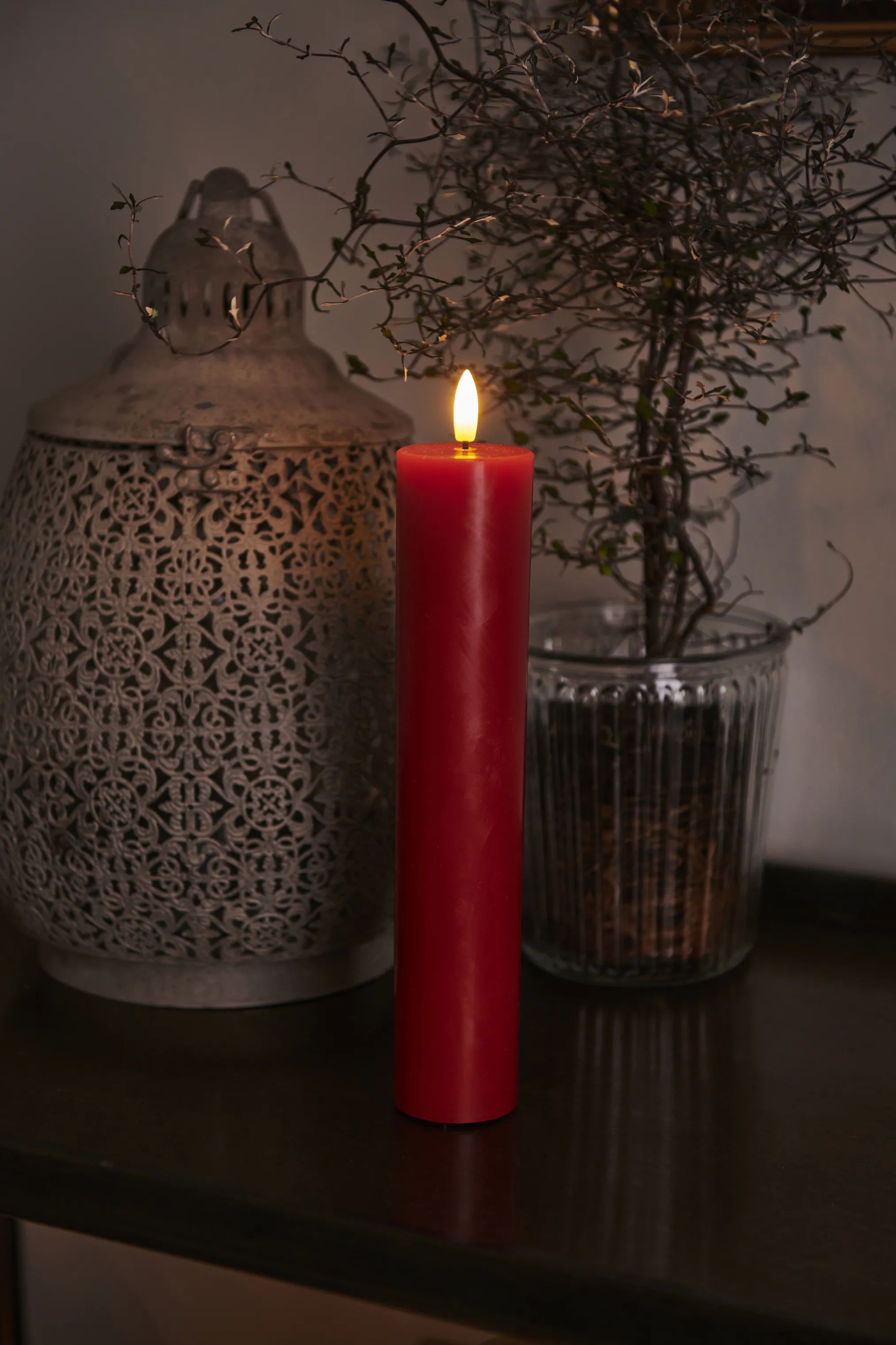 Sirius LED-lys Sille Genopladelig Sille Exclusive Bloklys i Rød, 25 cm, 2