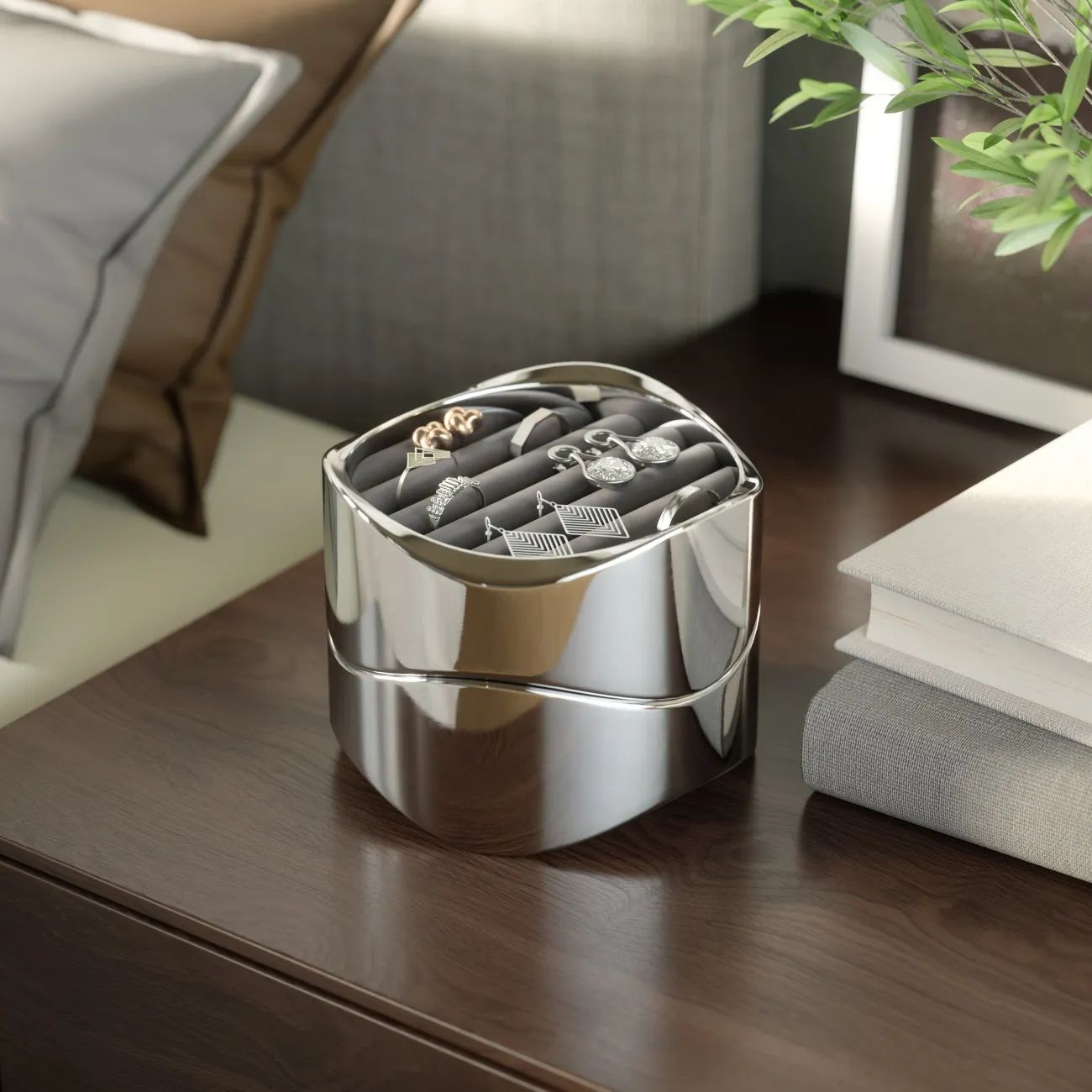 Umbra Småopbevaring Wavy Smykkeskrin i chrome, 2