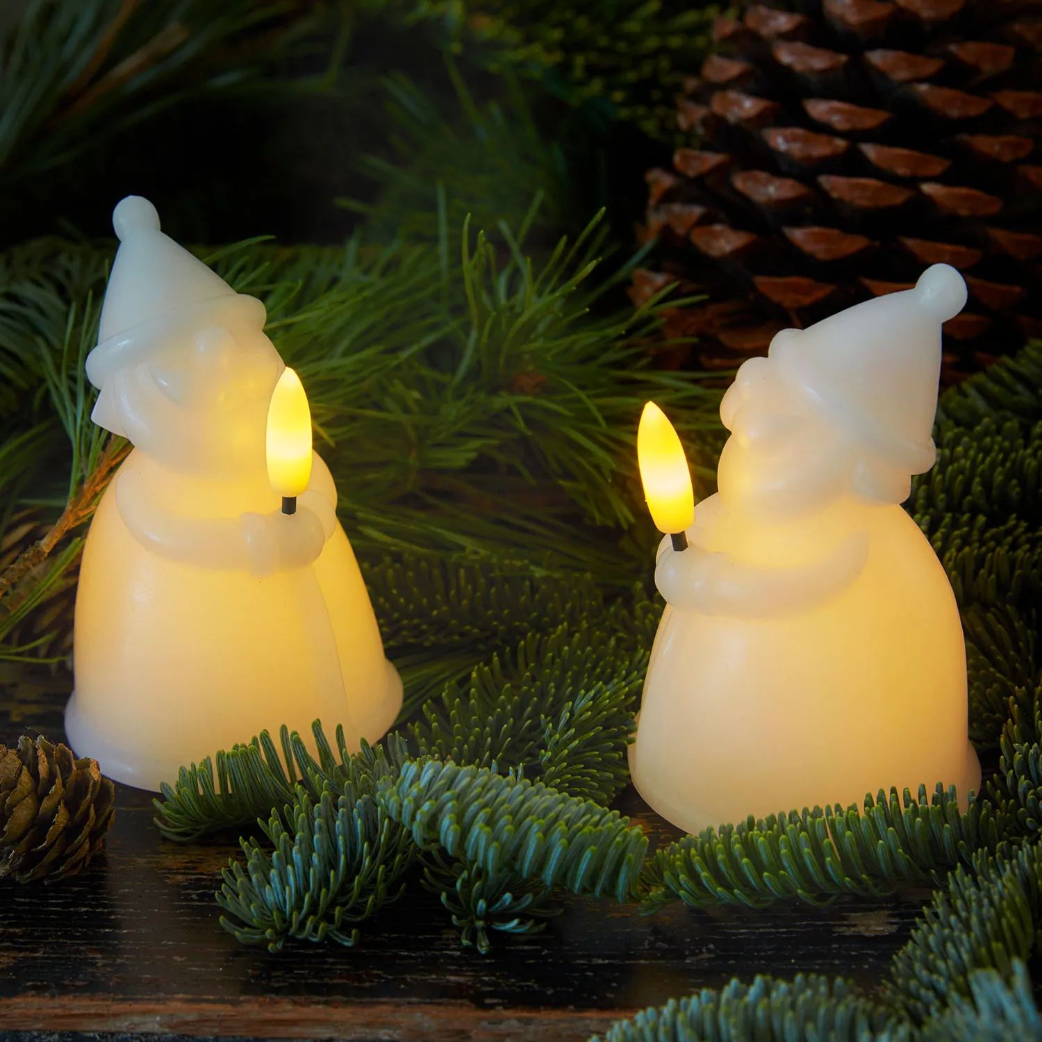 Sirius Lysdekoration Claus Santa Claus Vokslys - 2 stk. i Hvid, 2